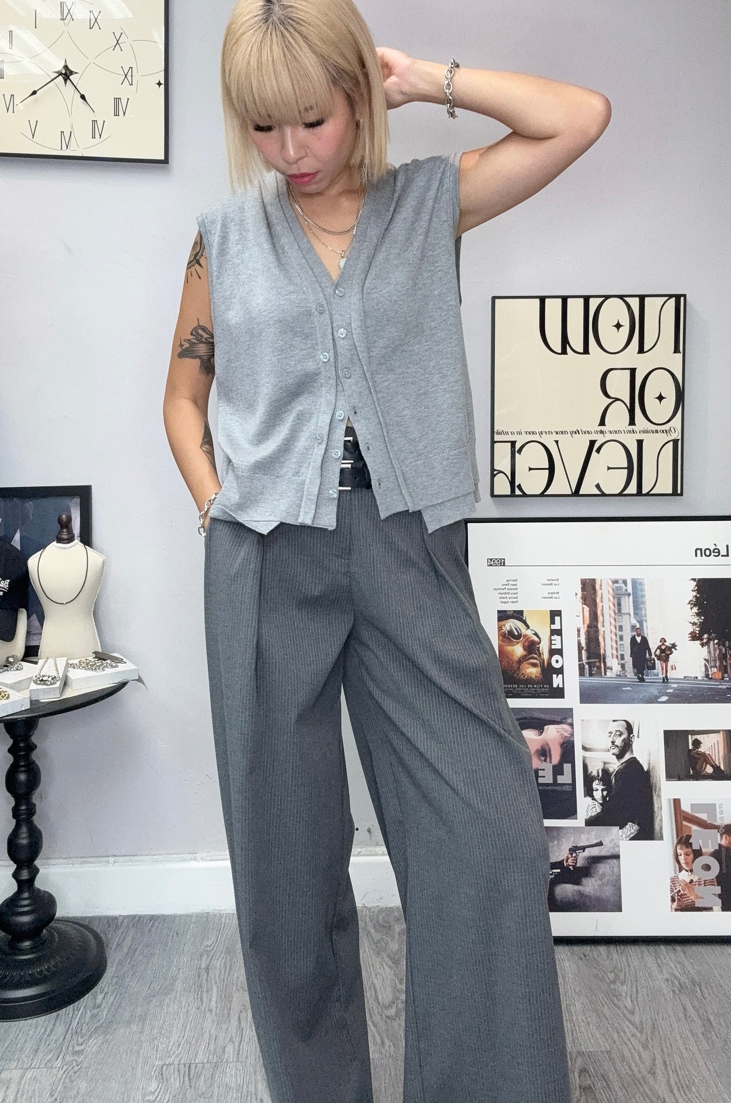 Fake two pieces vest knit