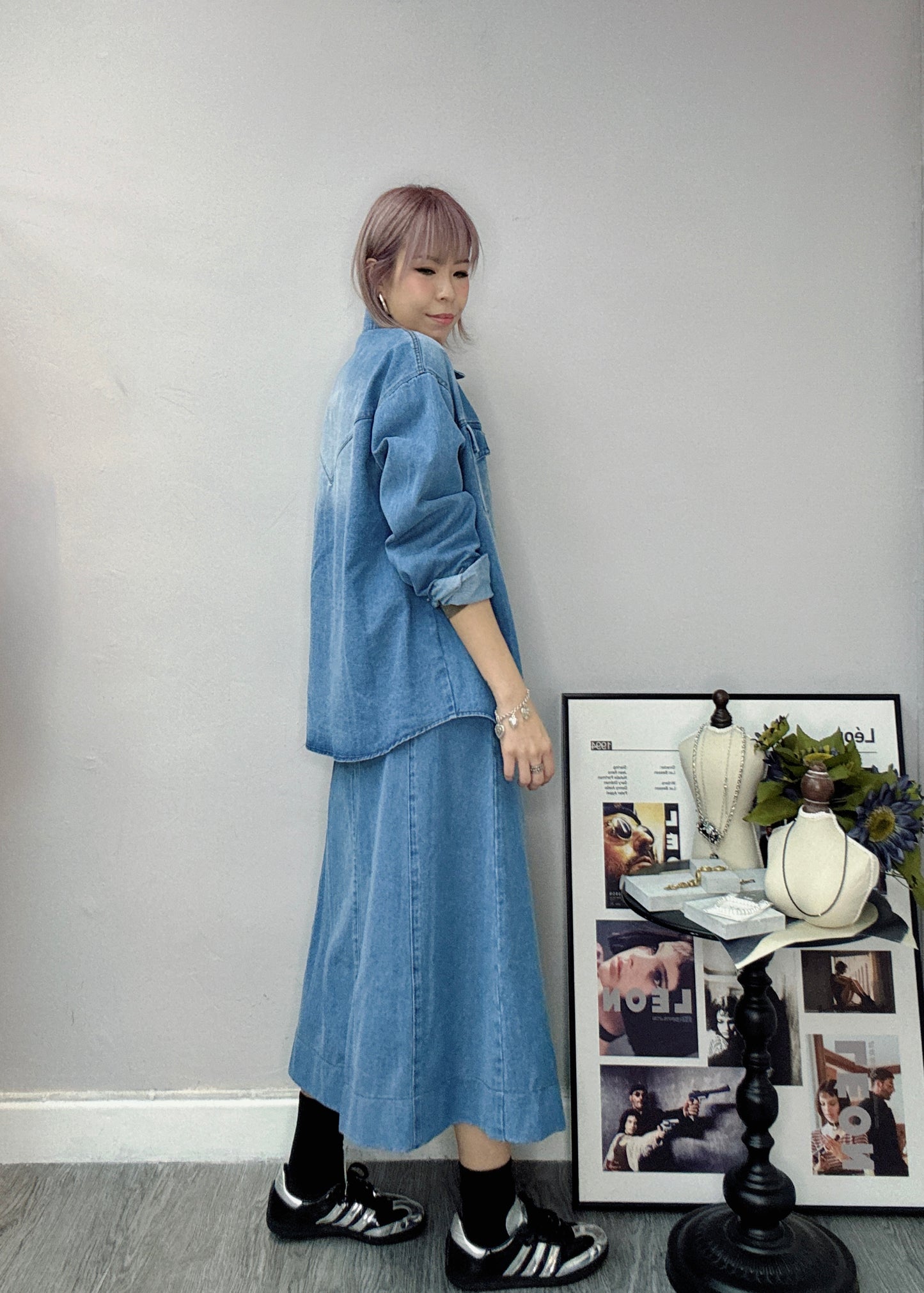 (-30% off)Banding denim skirt