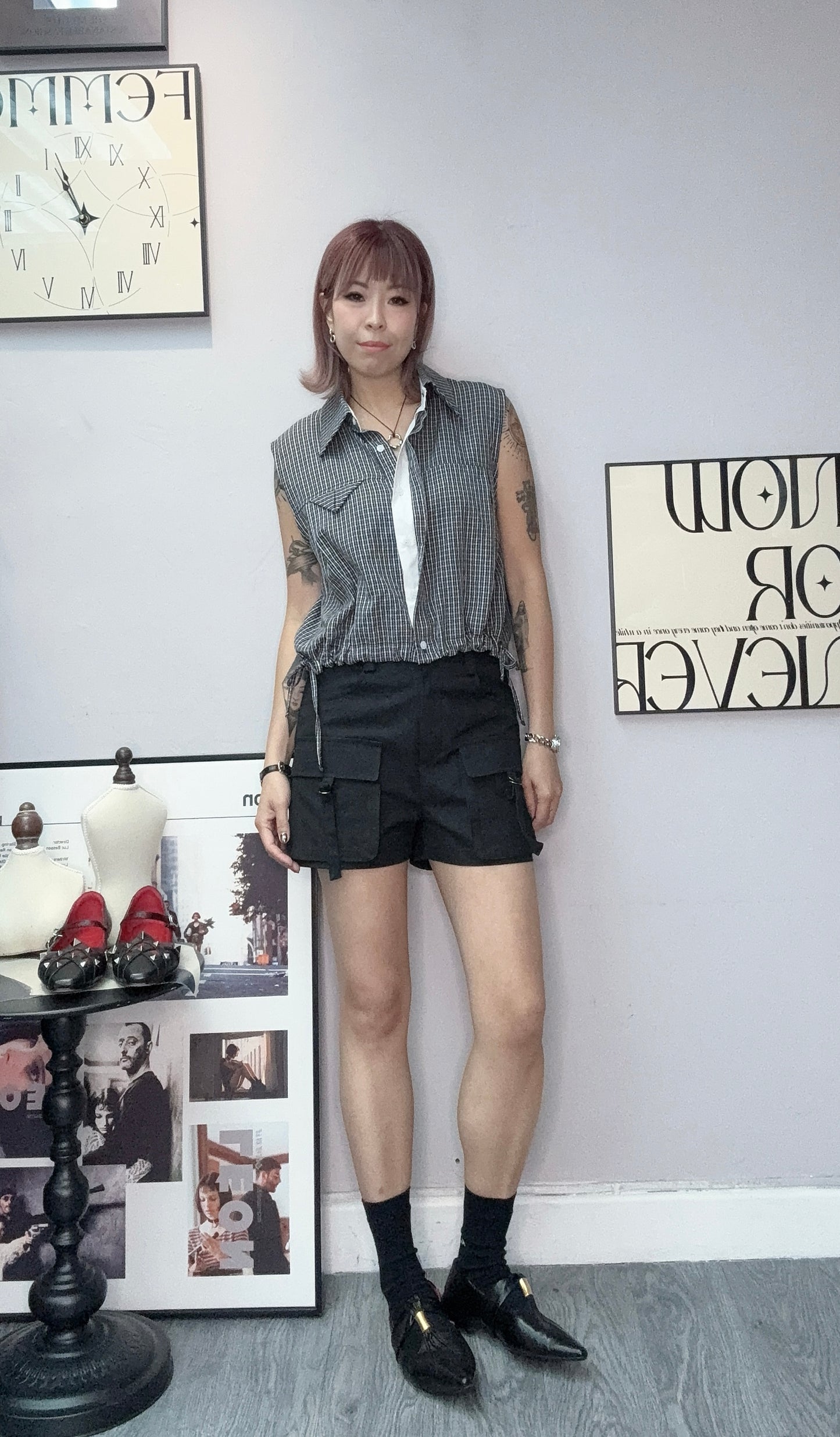 (-30%)Mini checked vest shirt #00580