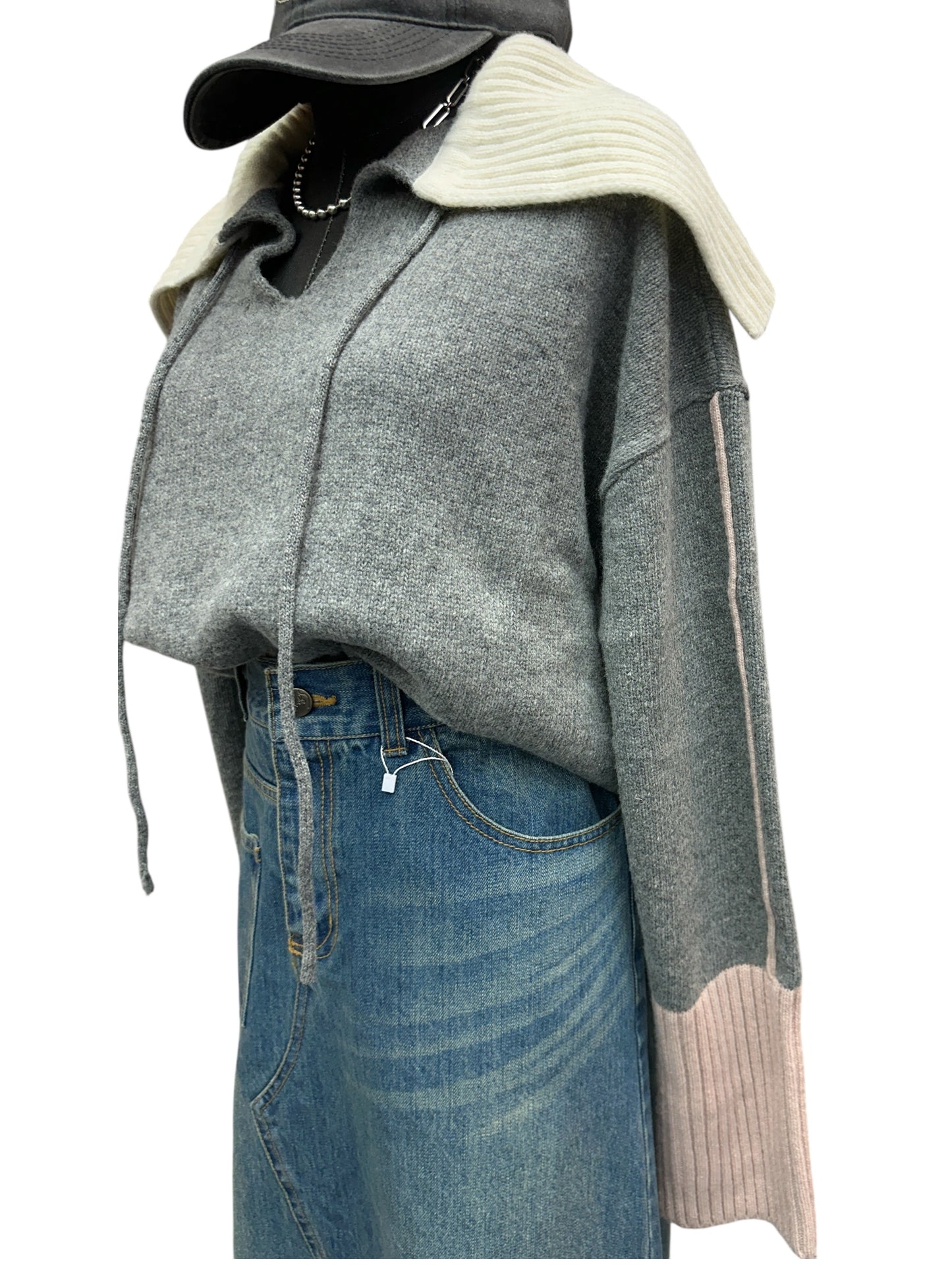 V neck oversize wool top