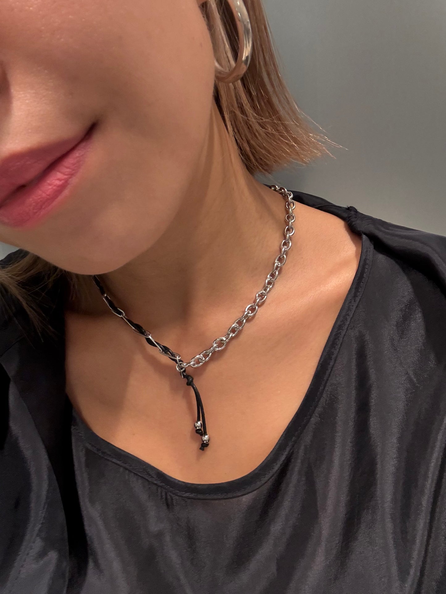 Leather chain necklace