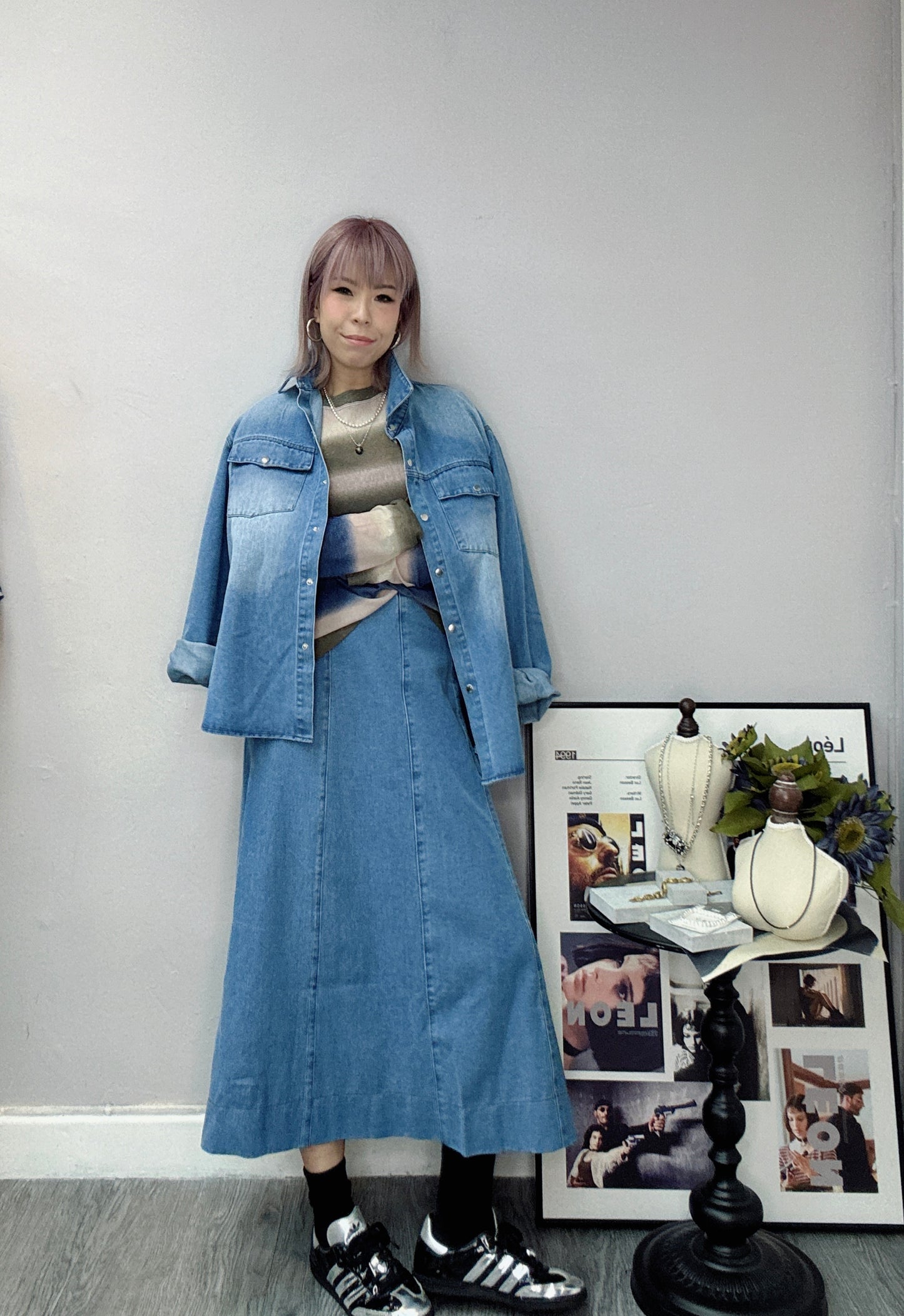 (-30% off)Banding denim skirt