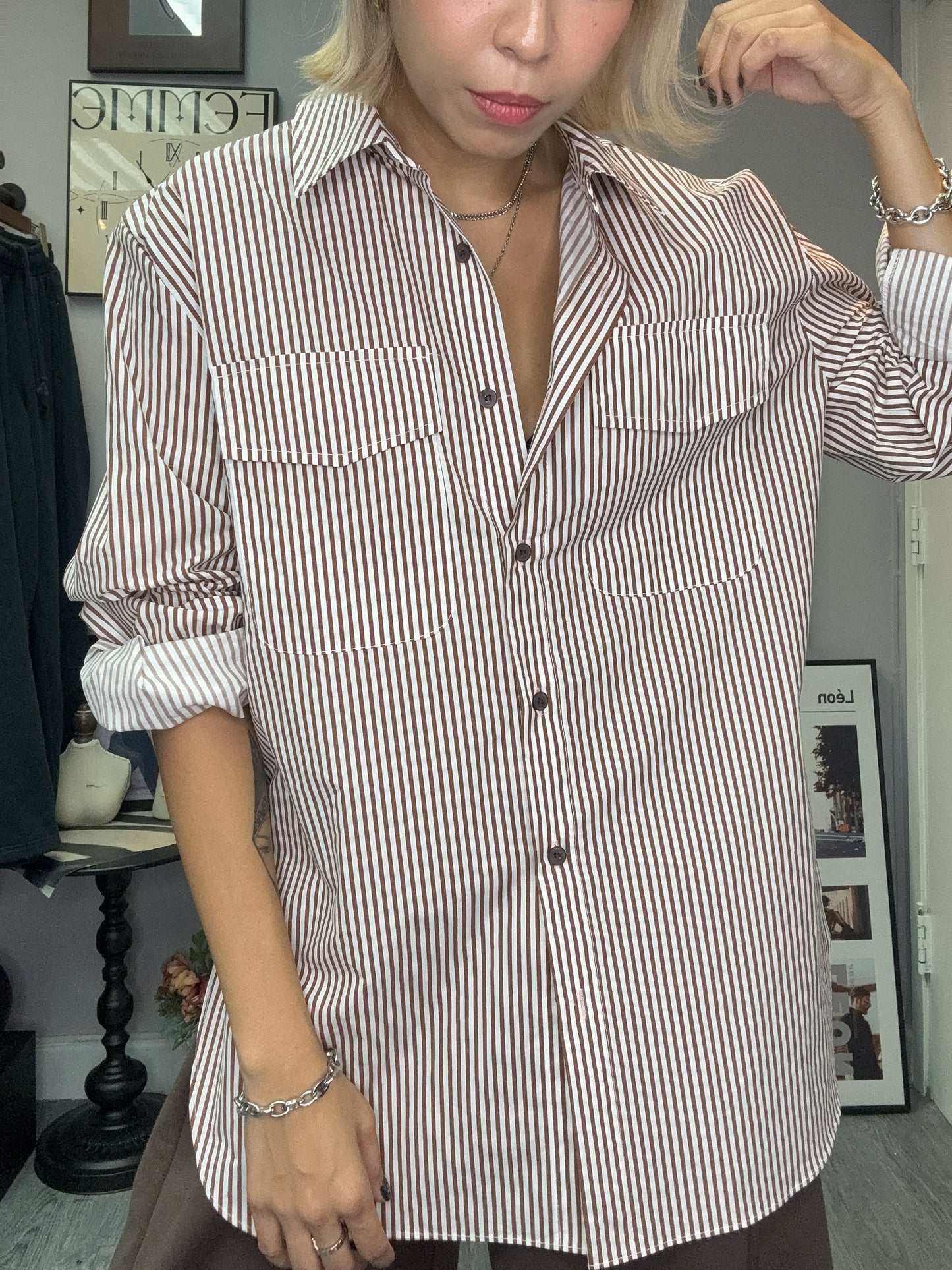 Two pocket midi length shirt