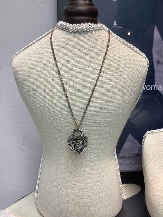 Heart lock shape long necklace