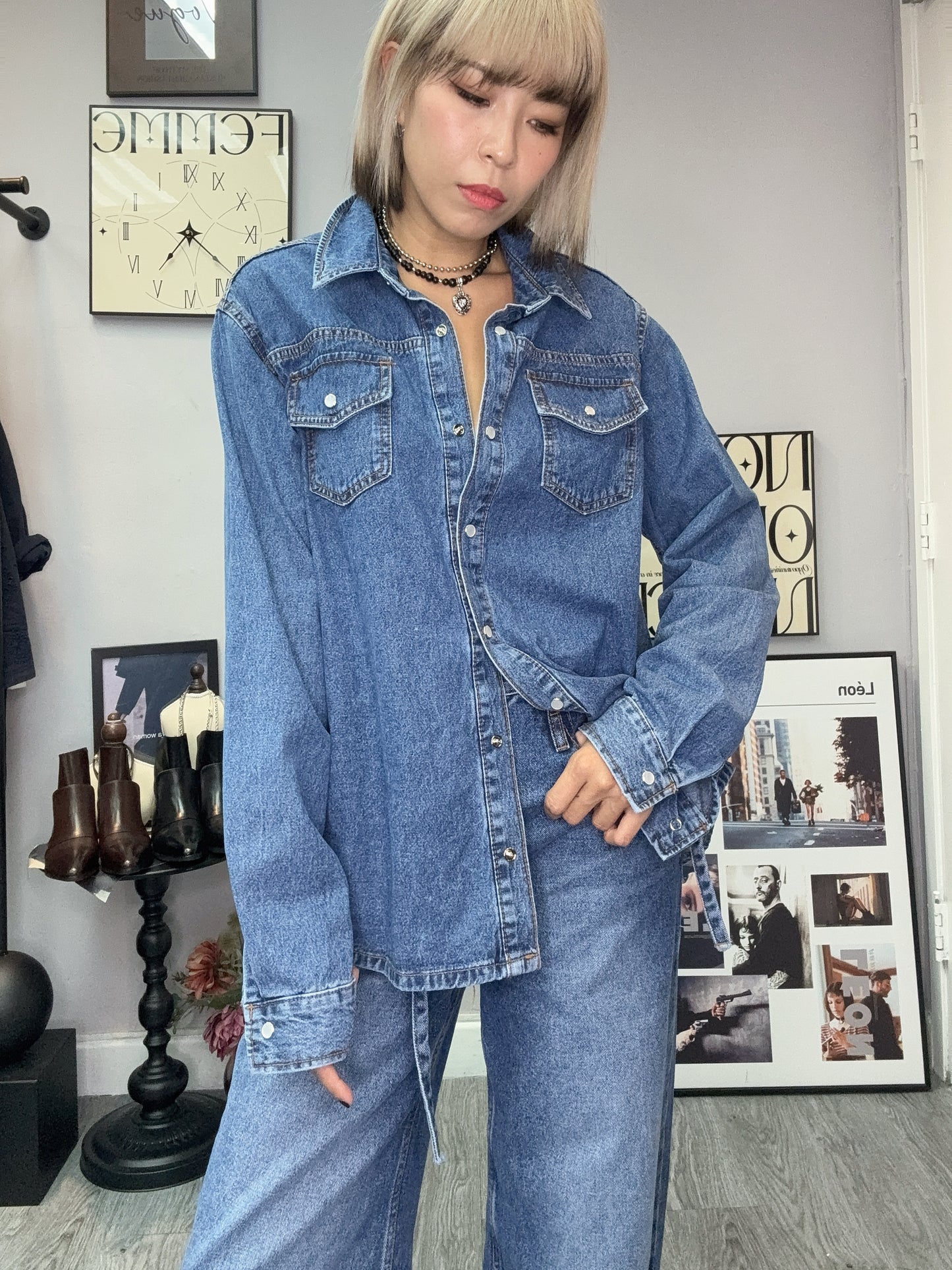 Fit size denim shirt