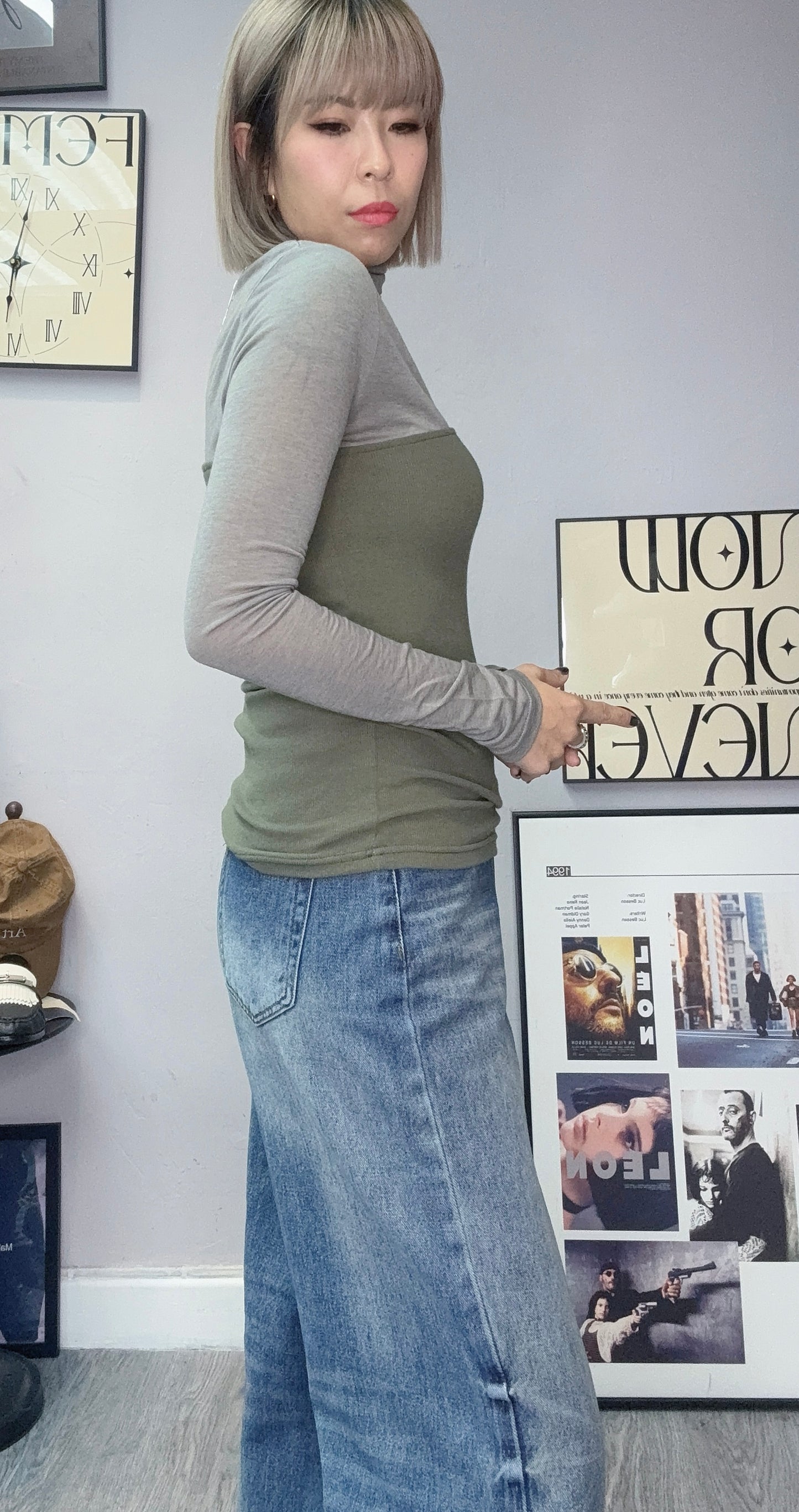 Half see through rib top #00270