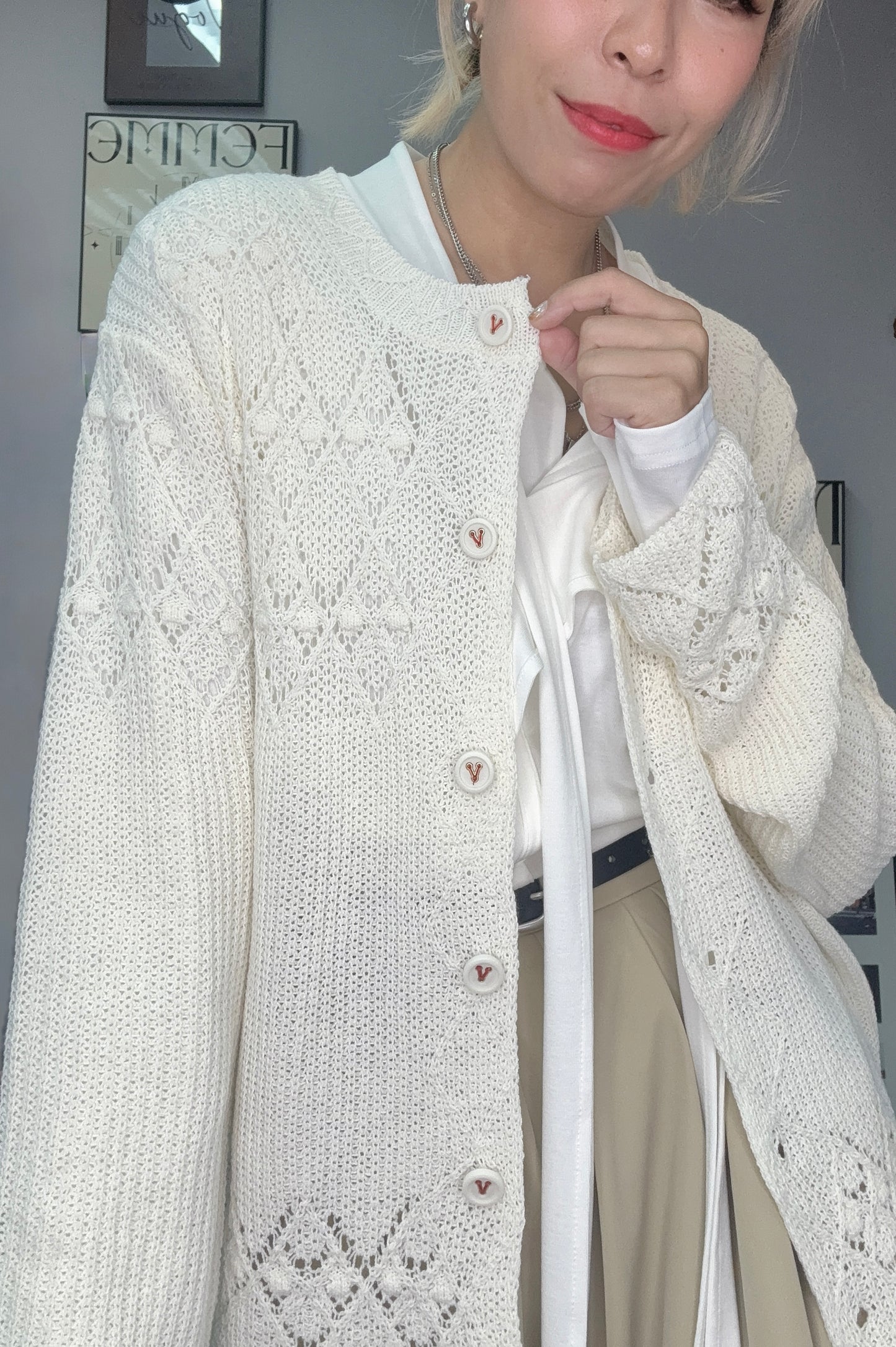 (-30% off)Red line bottom knit cardigan