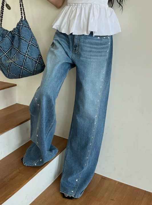 (-30% off)Silver Heart wide leg jeans