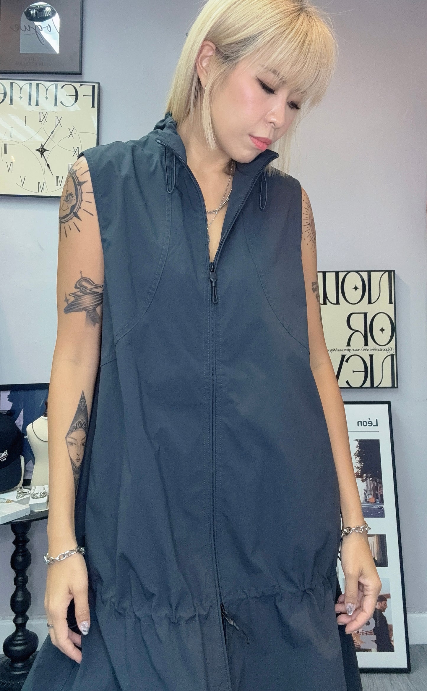 Zip vest one piece