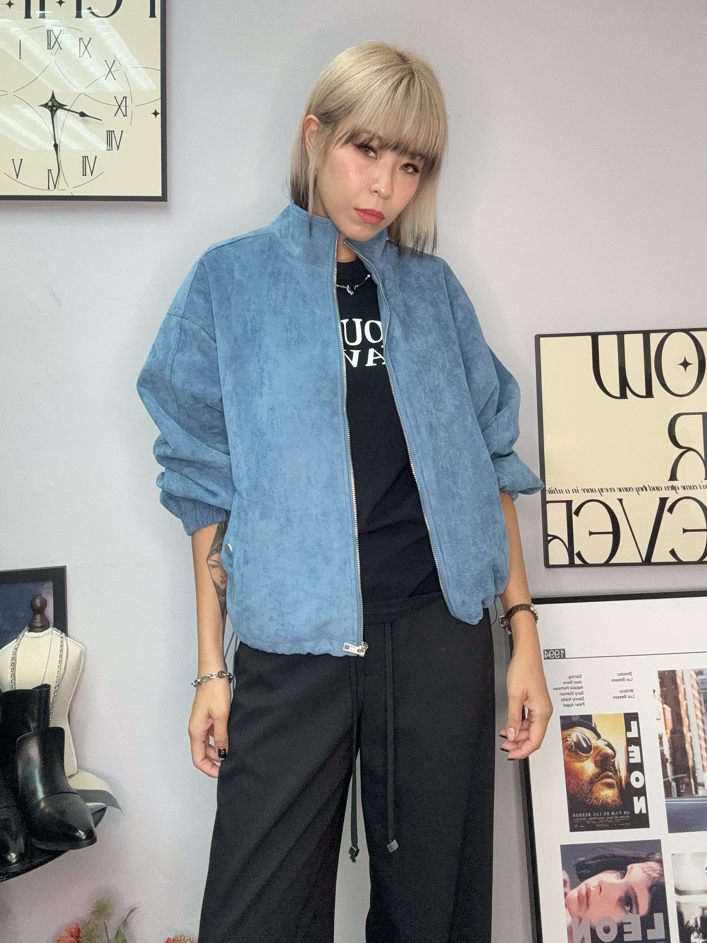 Leopard skin zip bomber