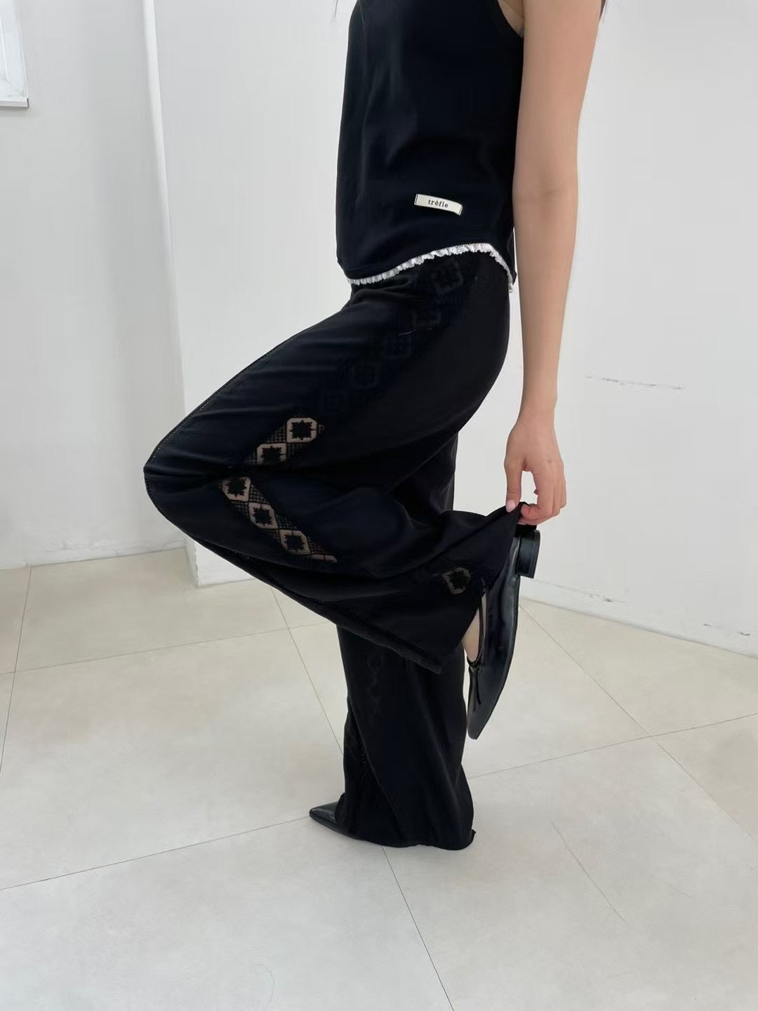 (-40%off)Lace sided pants