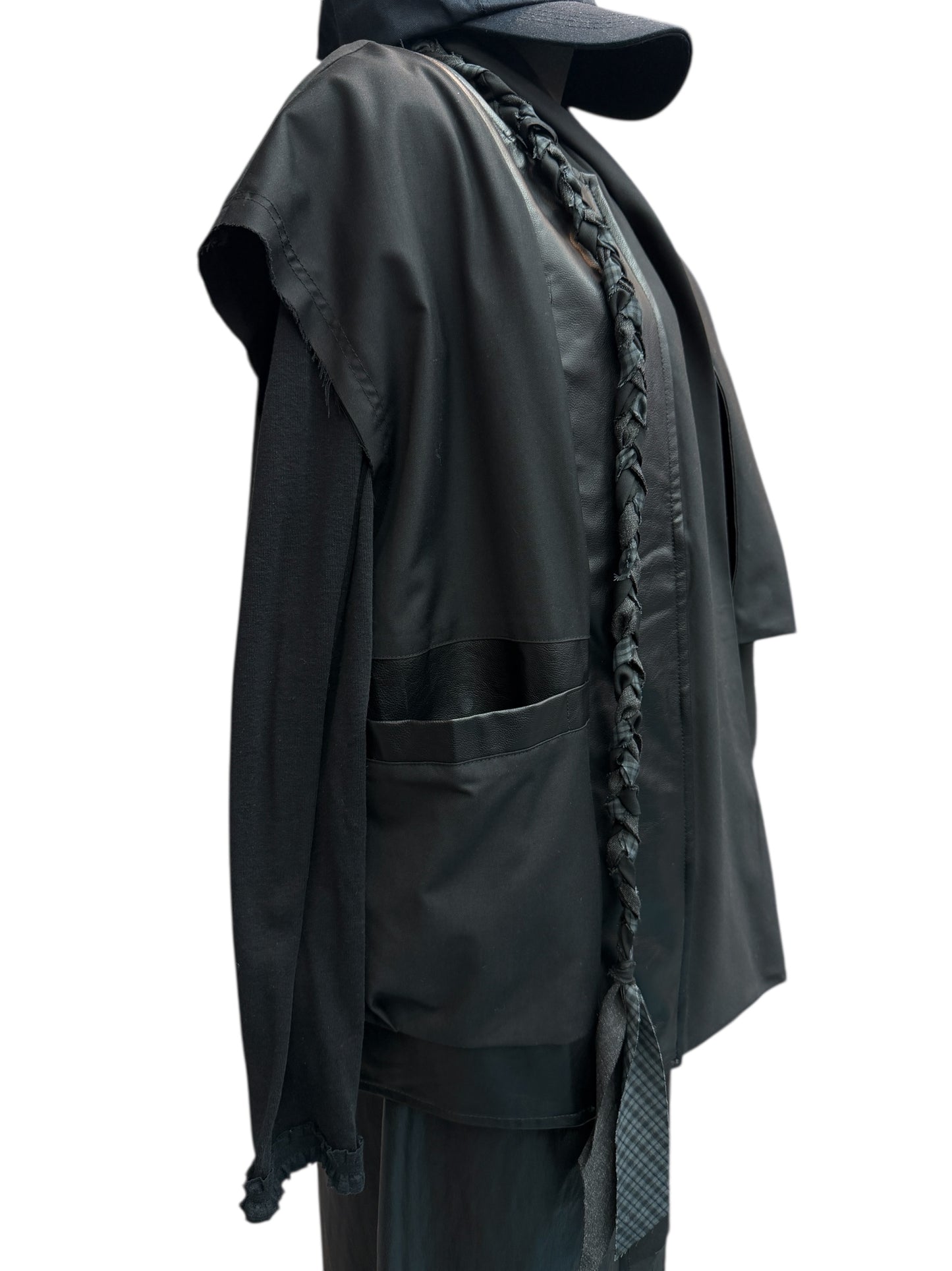 Two tone leather vest jacket