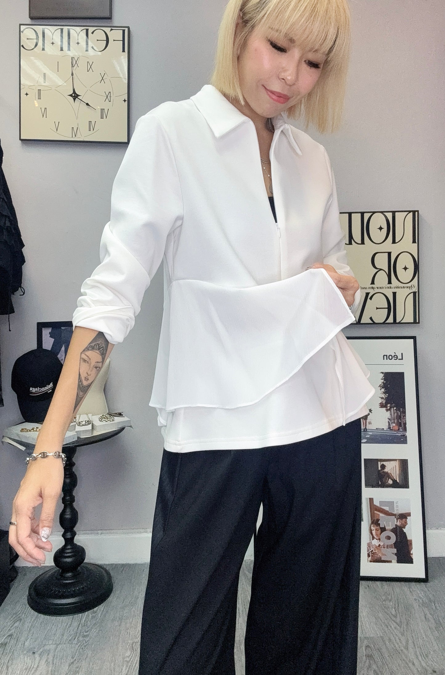 Two tone long sleeves top
