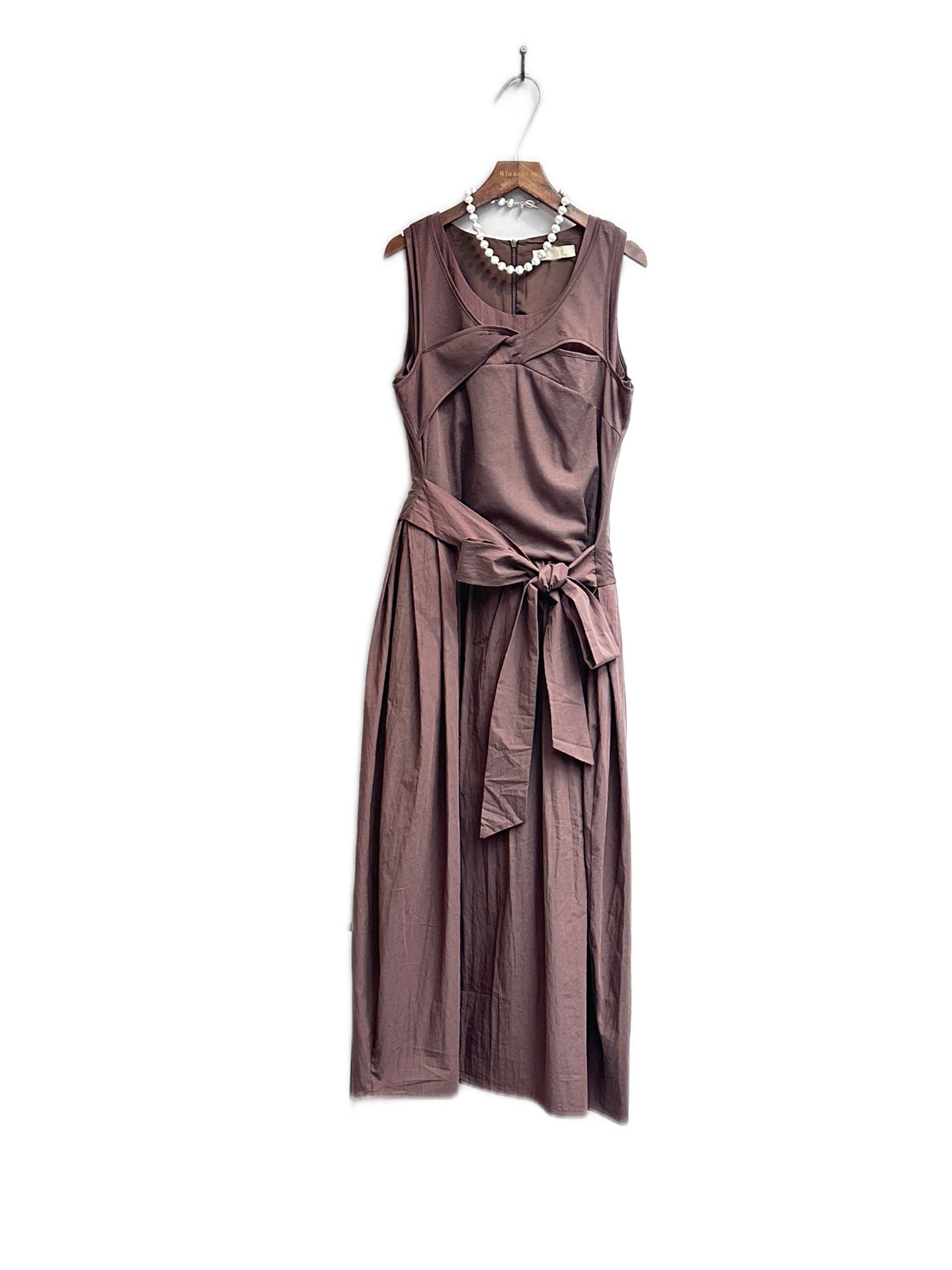 Two tone front ribbon vest dress