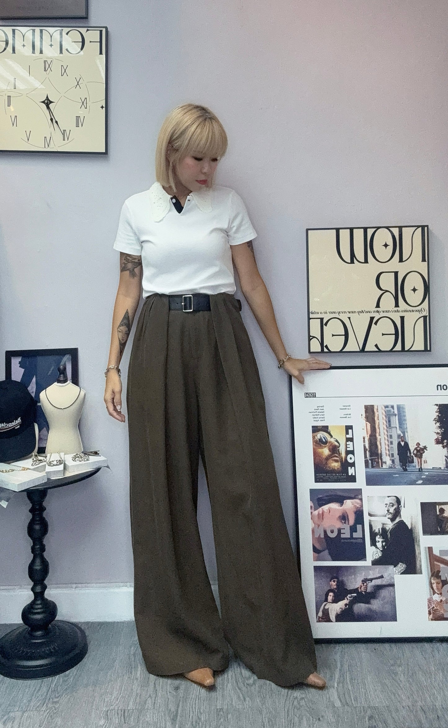 High waist Belt pants