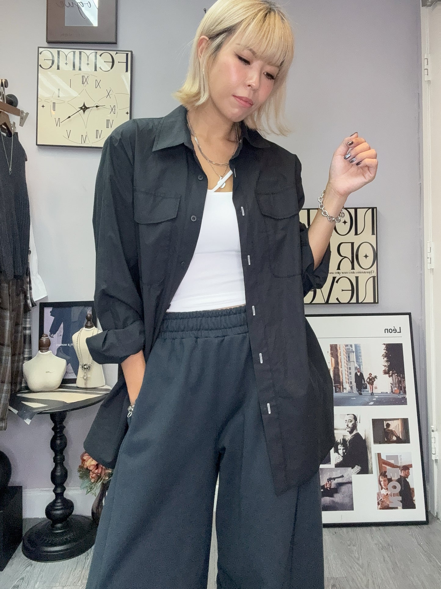 Two pocket midi length shirt