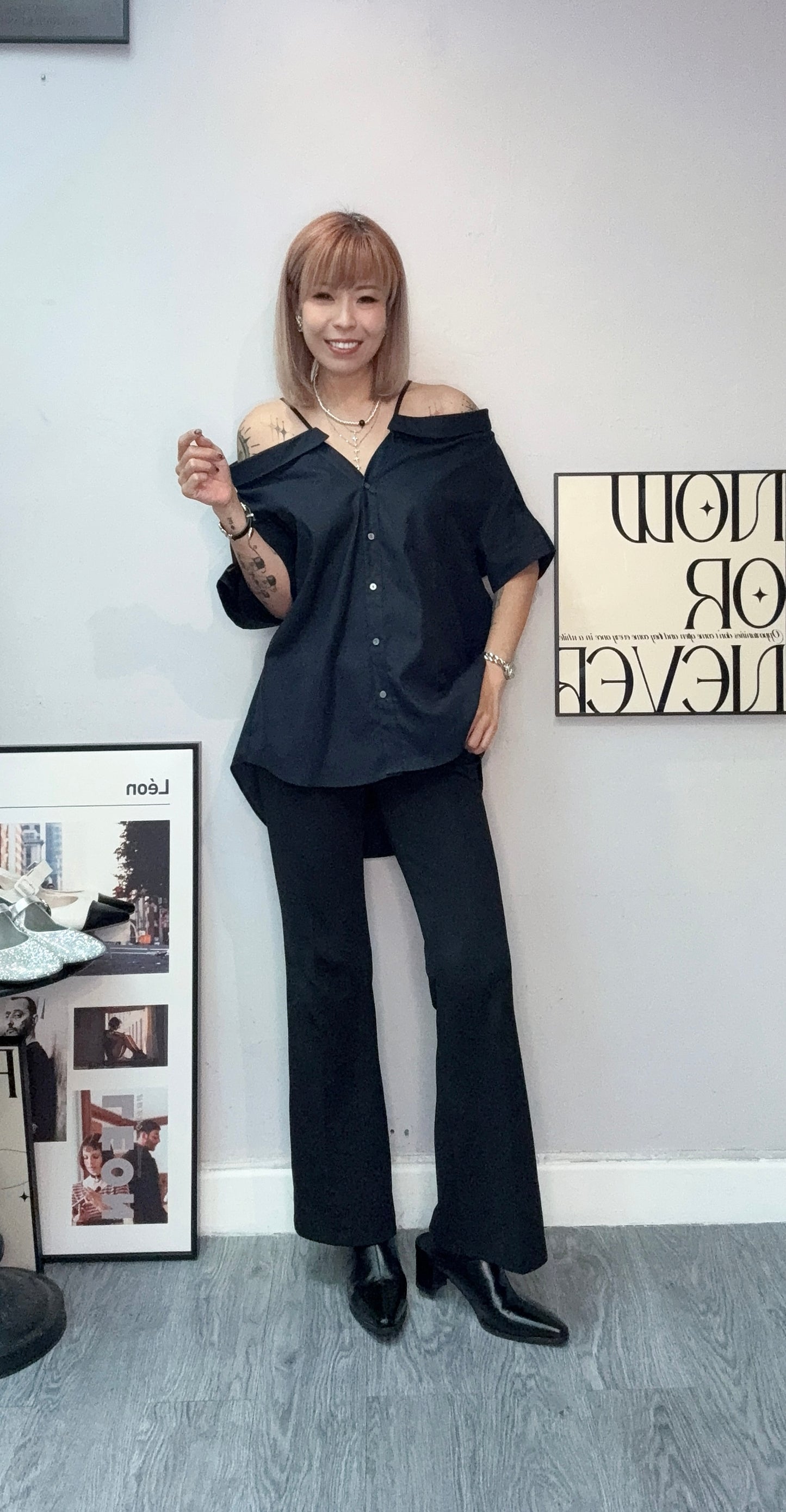 Off shoulder cami shirt #00712