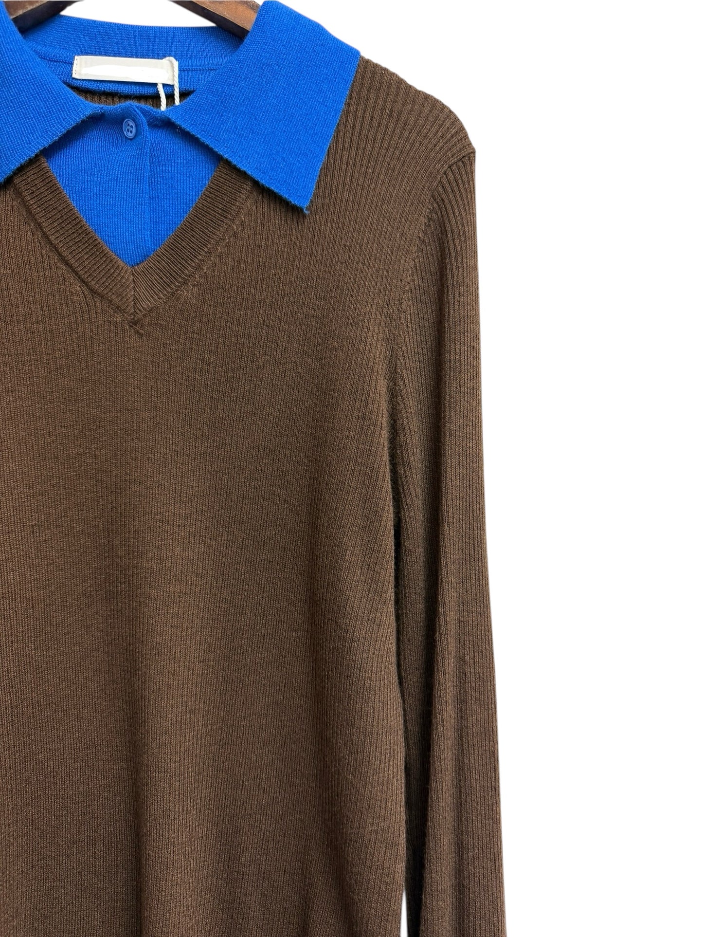 Fake two piece rib knit top