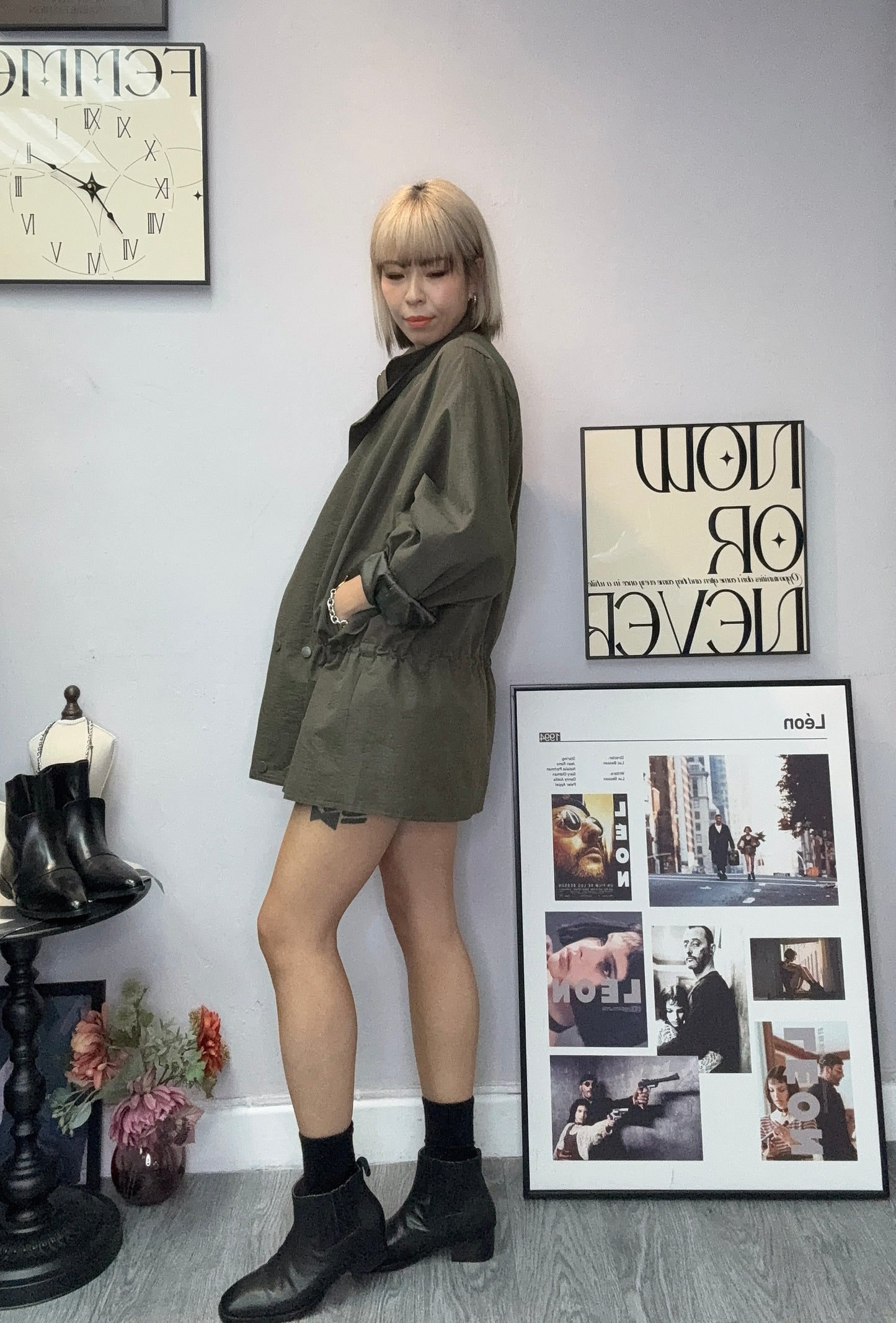 Fake two piece tunic zip jacket