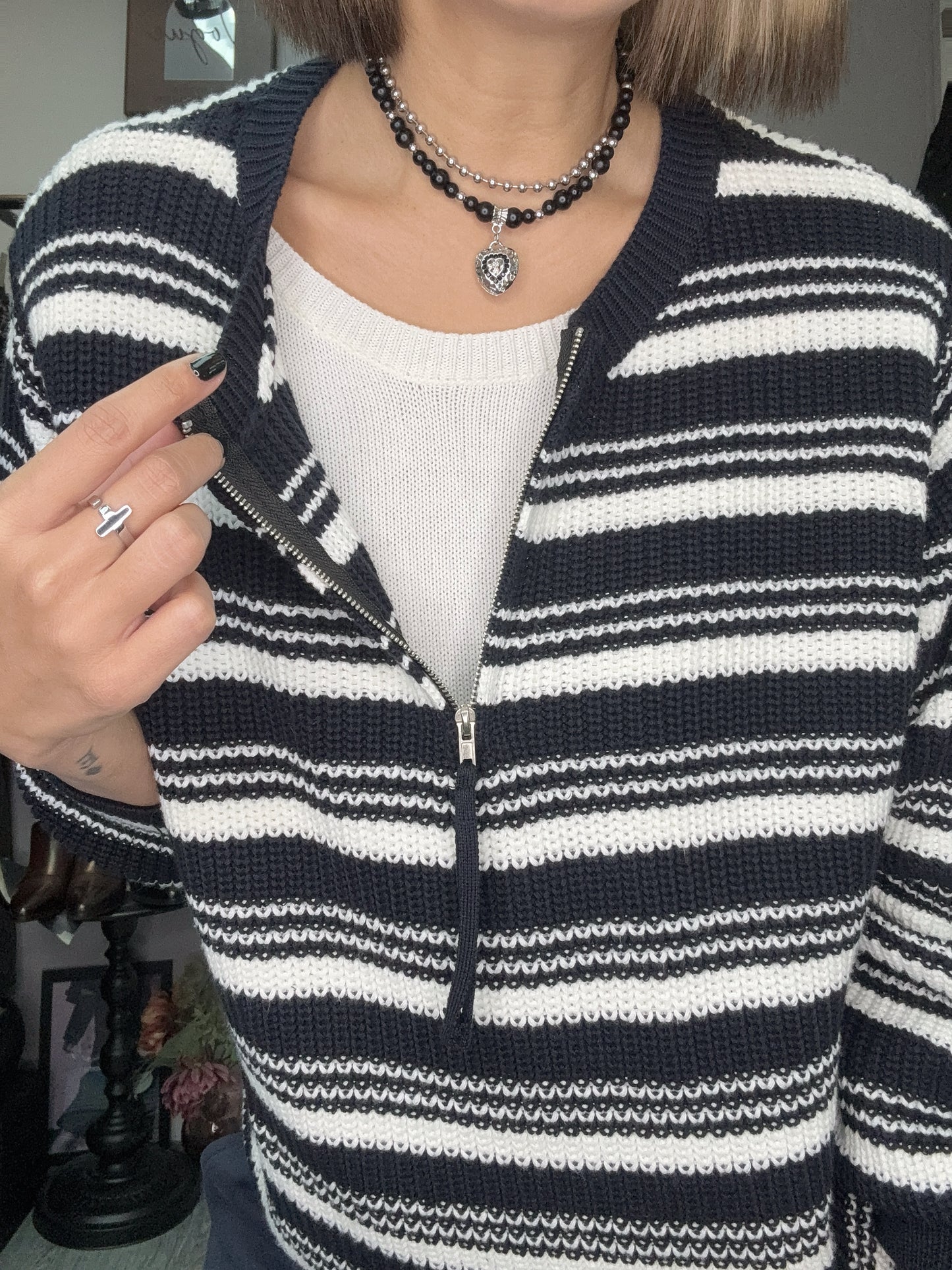 Fake two piece knit top