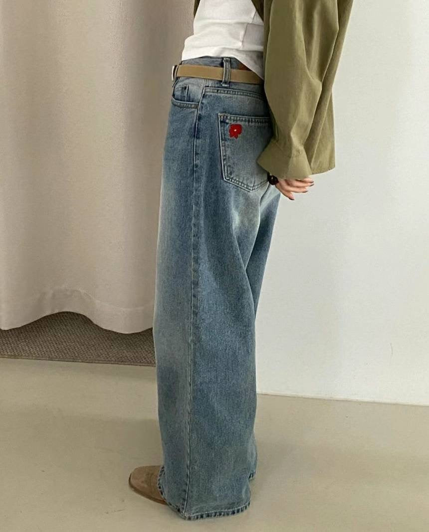 floral embroidery jeans