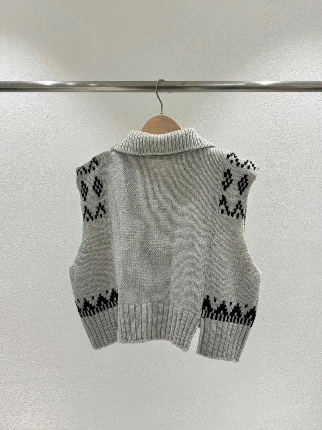 (-30%off)Wool zip neck vest
