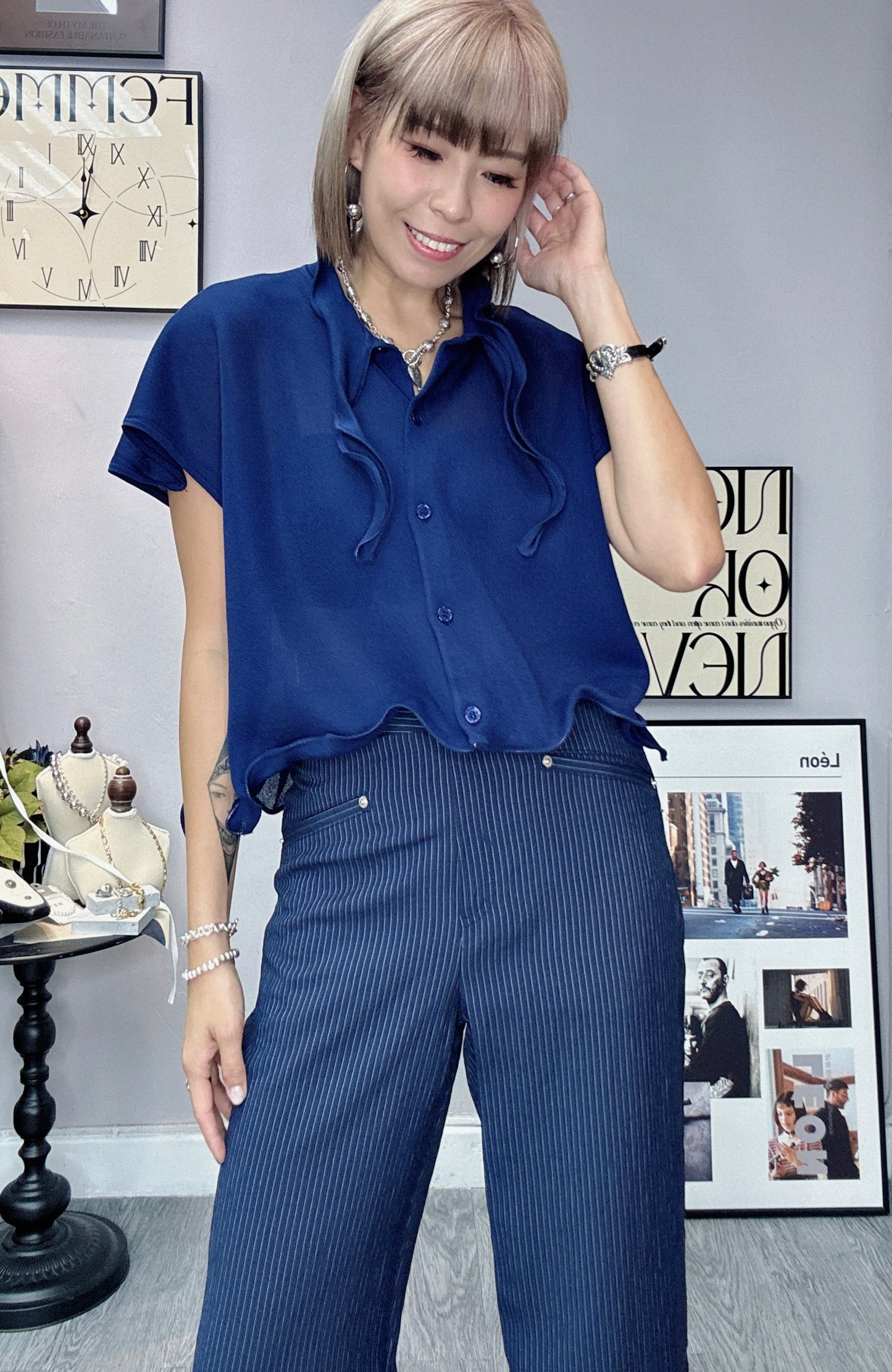 Ruffle hem knit top