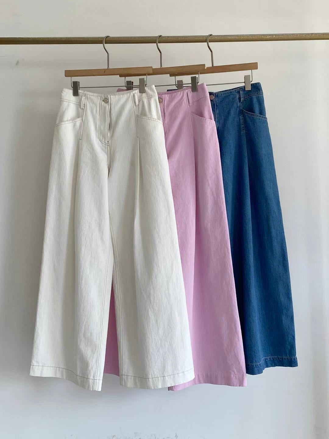 (-50%)Cotton midi waisted pants