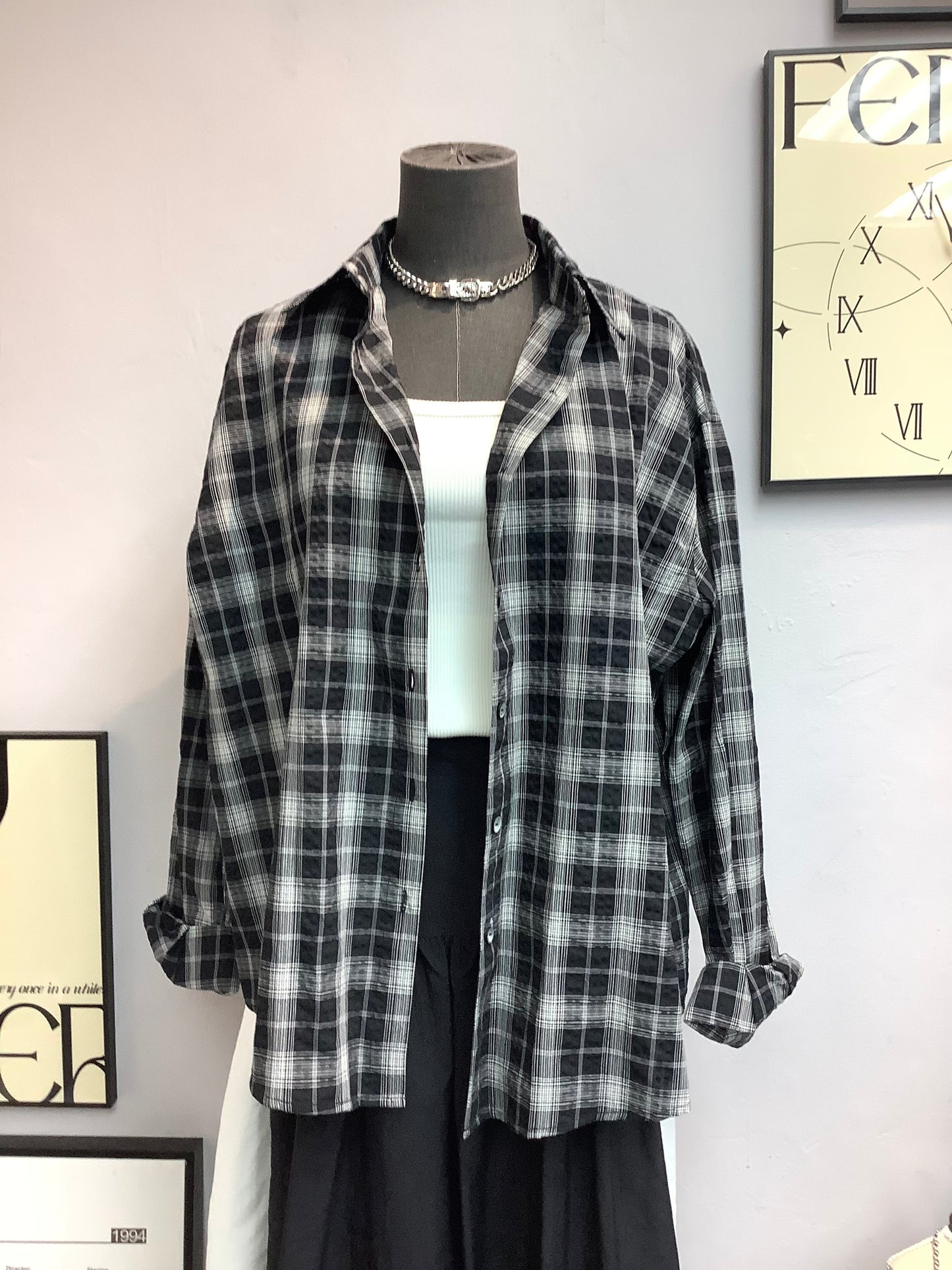 Black and white Grid Shirt