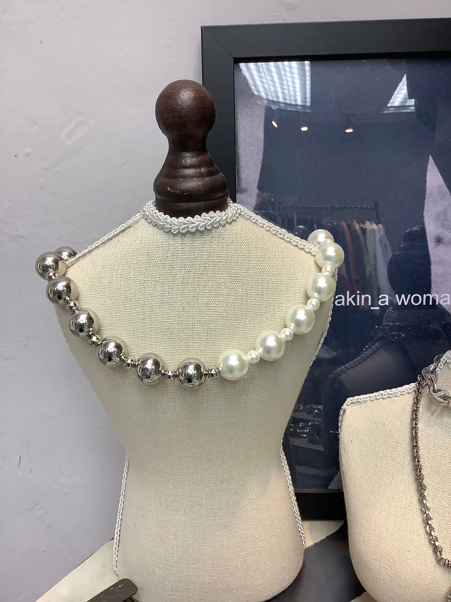 (-30% off)Pearl➕silver bean necklace