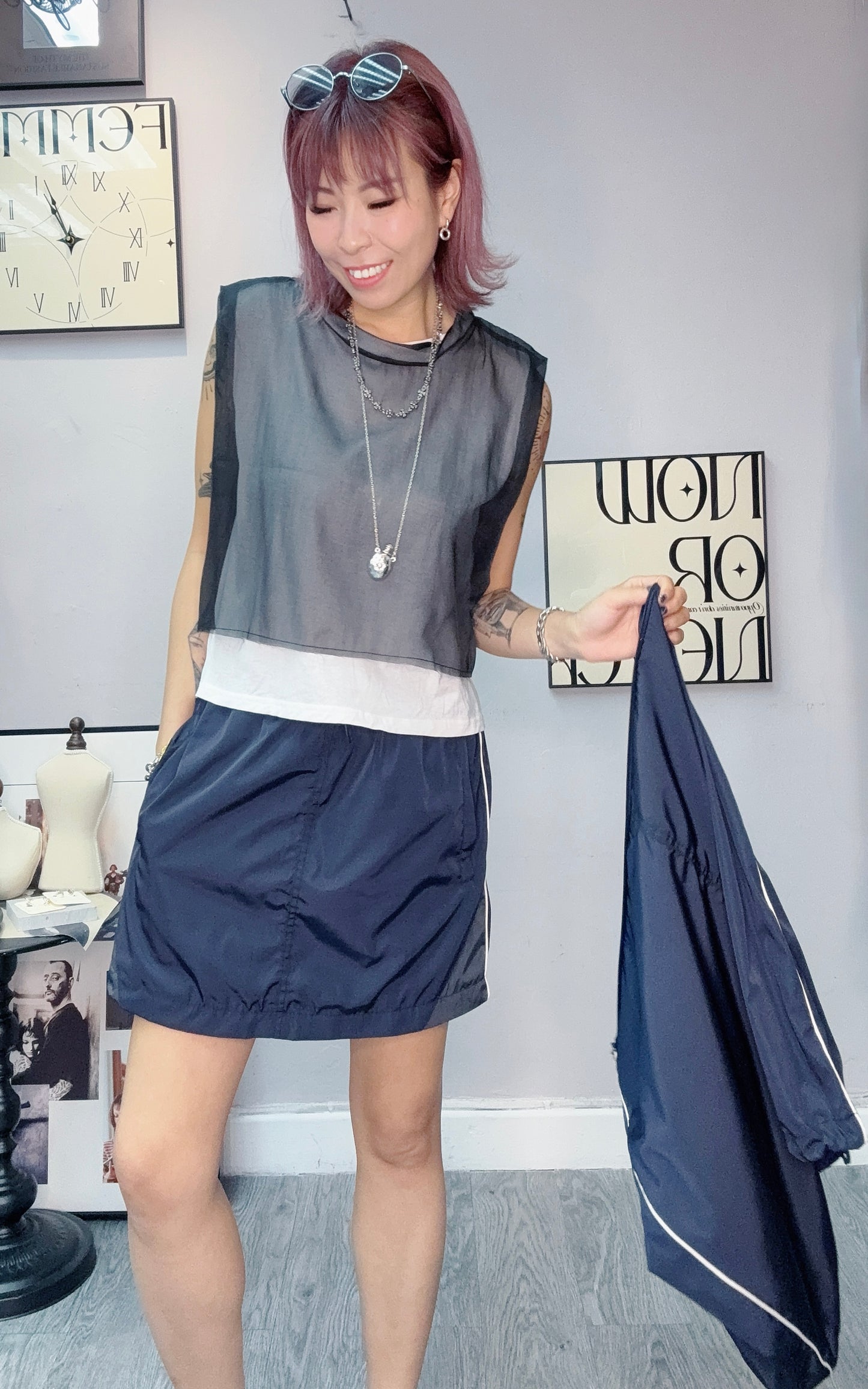 (-30%)2 in 1 light windbreaker skirt #00571