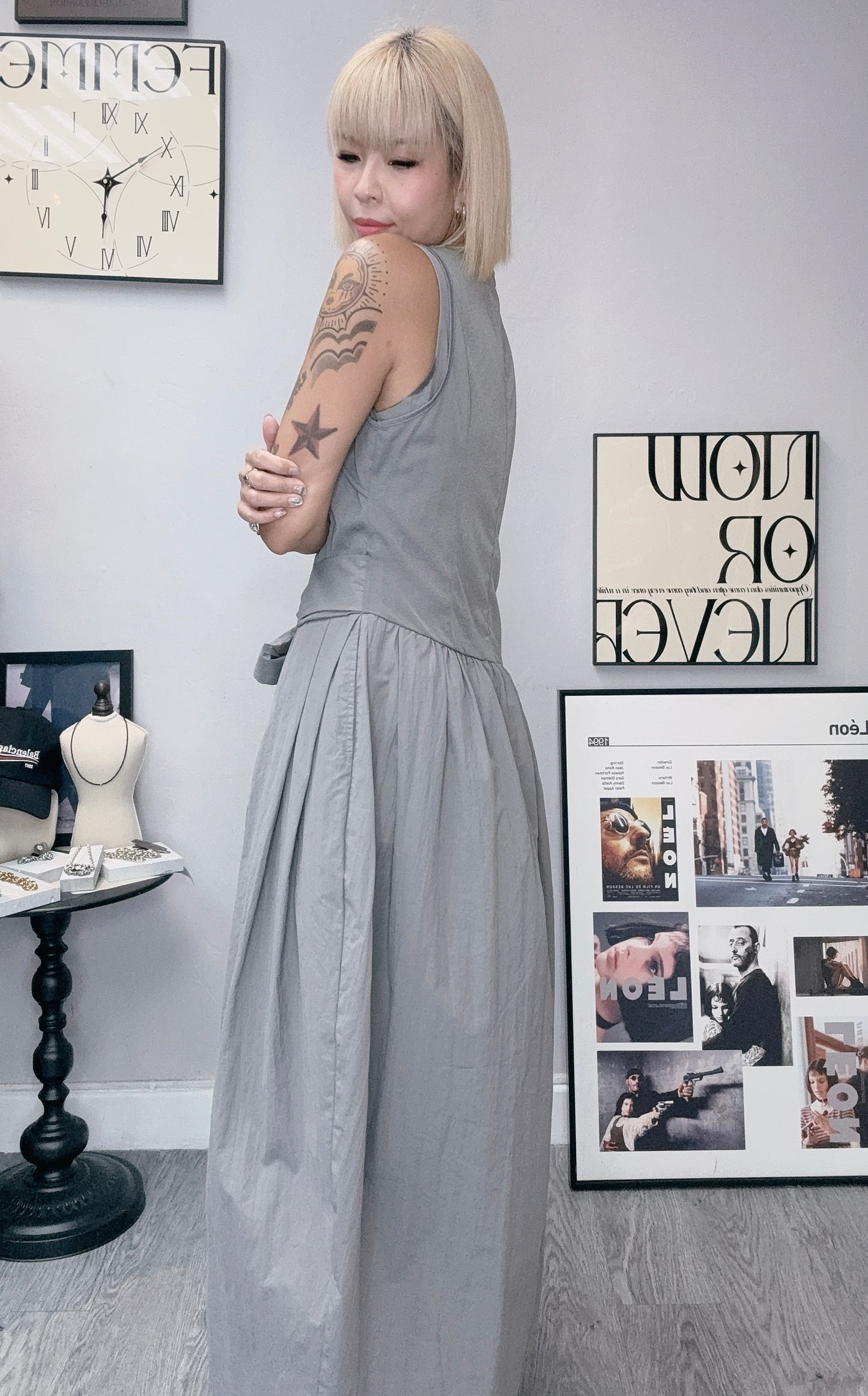 Two tone front ribbon vest dress
