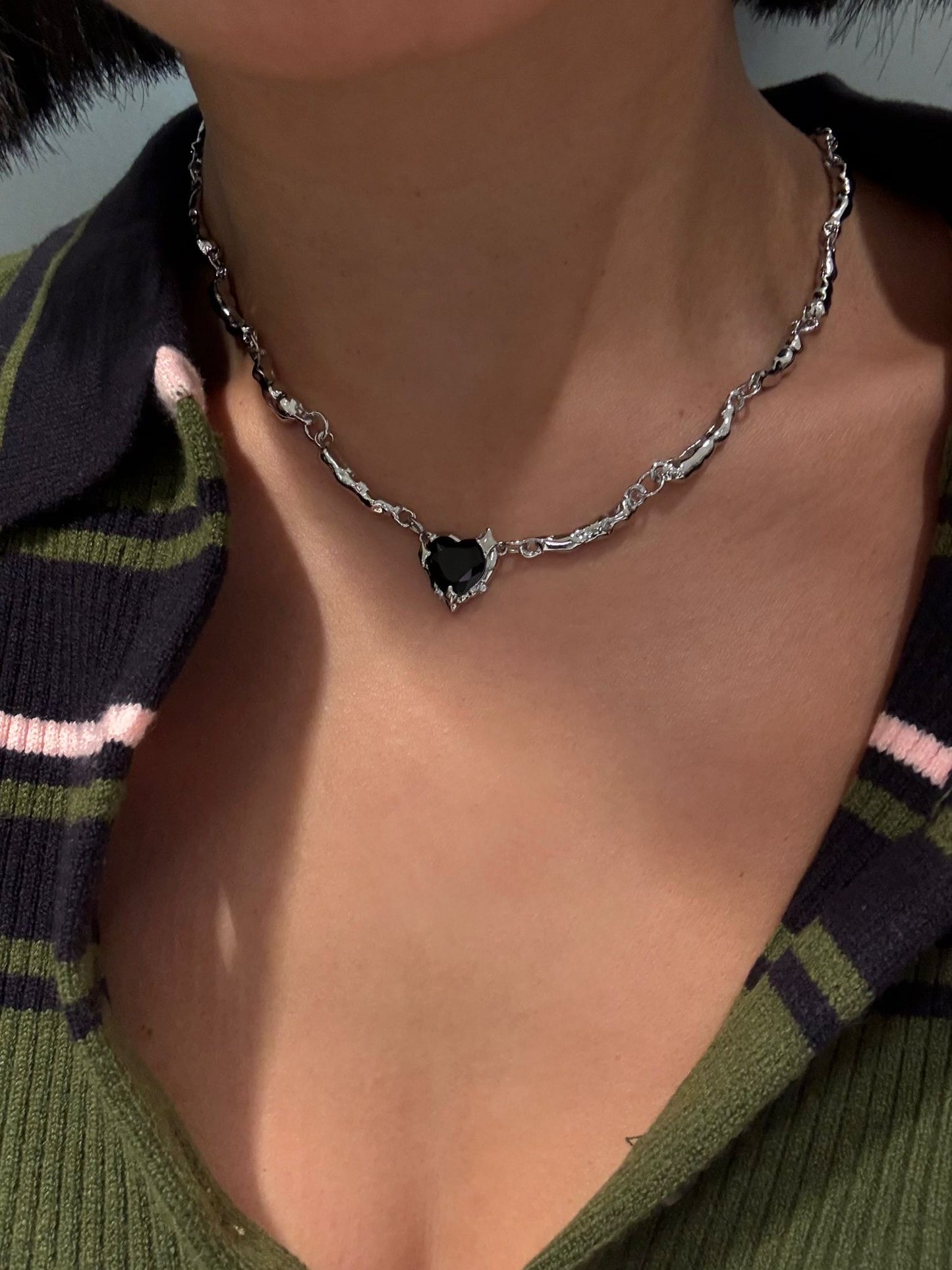 Black heart shape necklace