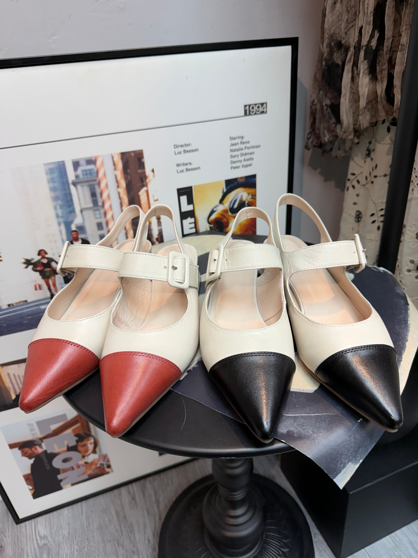 Two tone slingbacks