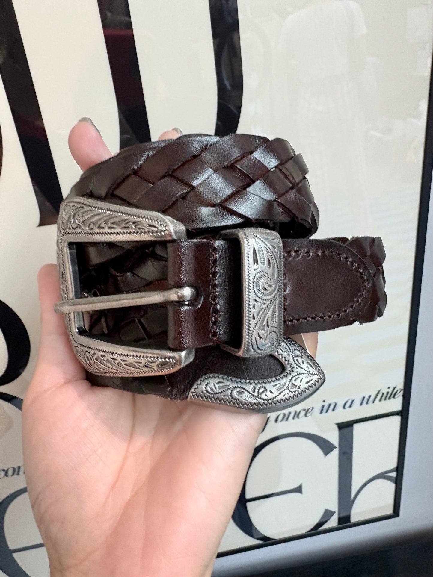 embossed buckle belt
