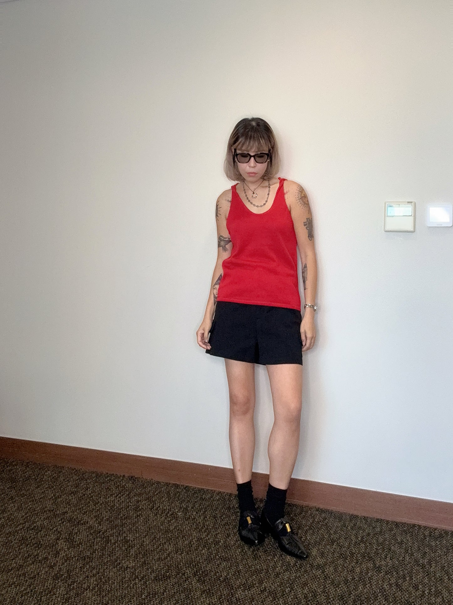 Knots shoulder knit tank top #00529