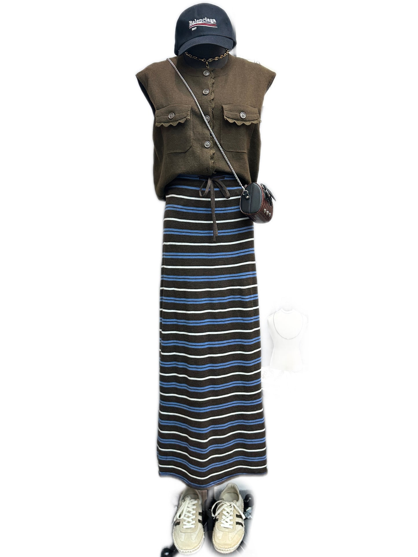 (-30% off)Cross grain knit skirt