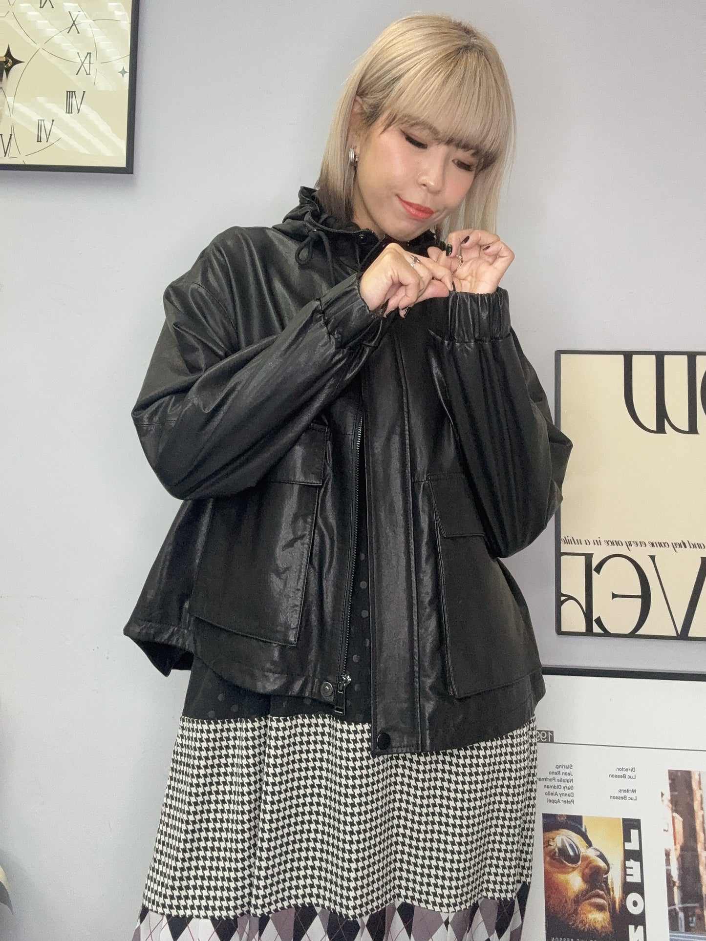 2-pockets leather jacket
