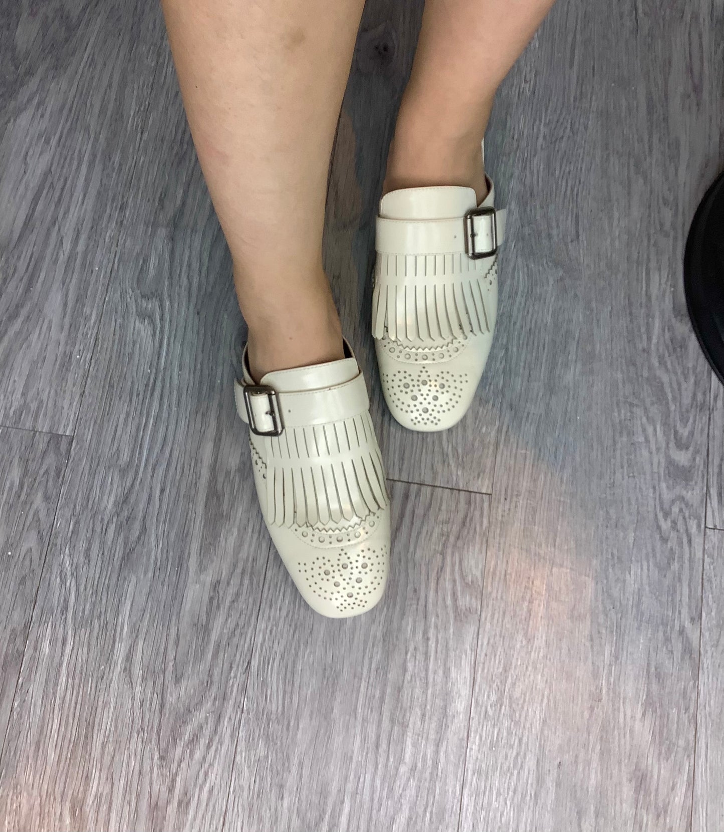 (-30% Off)Silver hook backless shoes