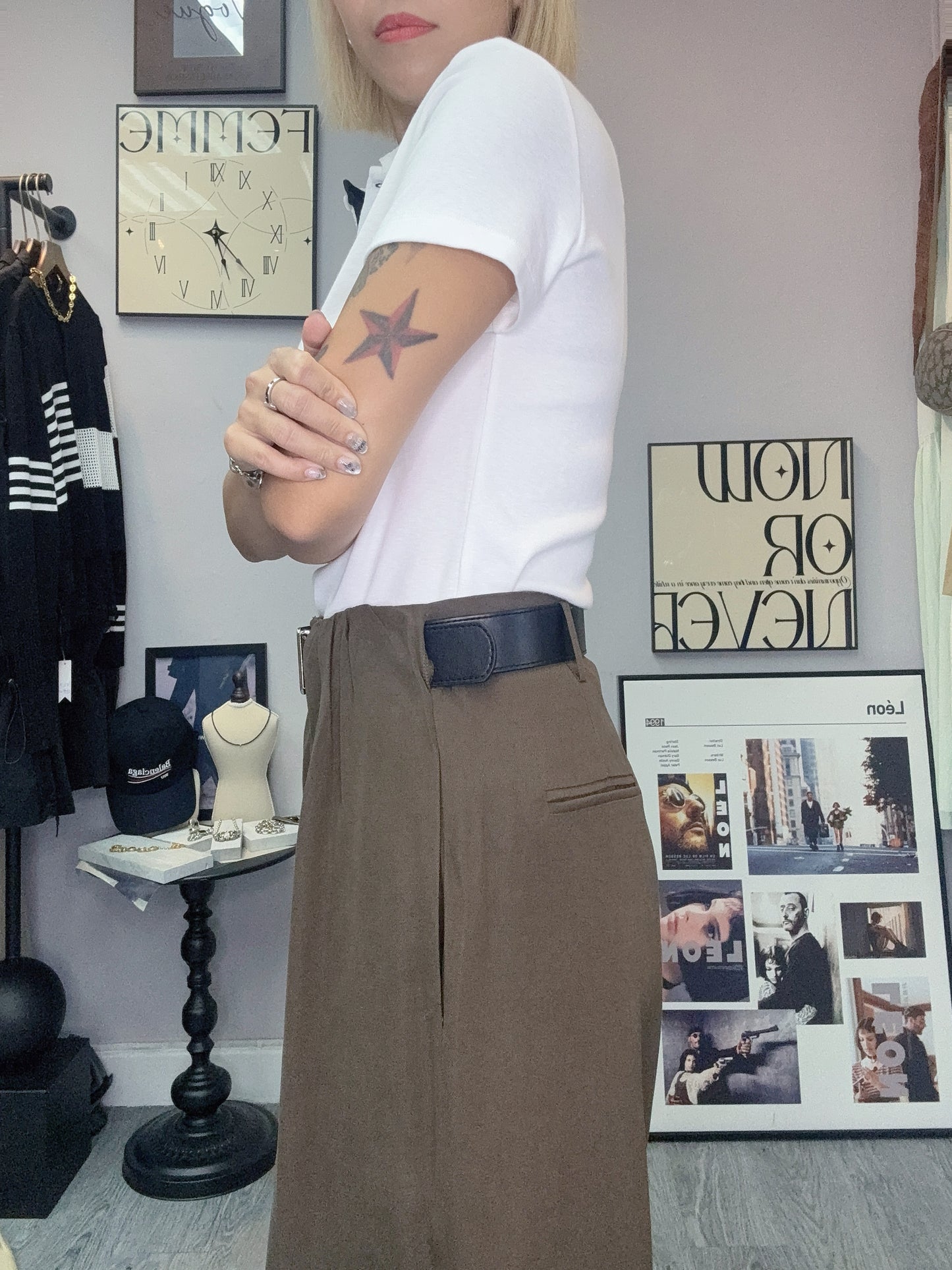 High waist Belt pants