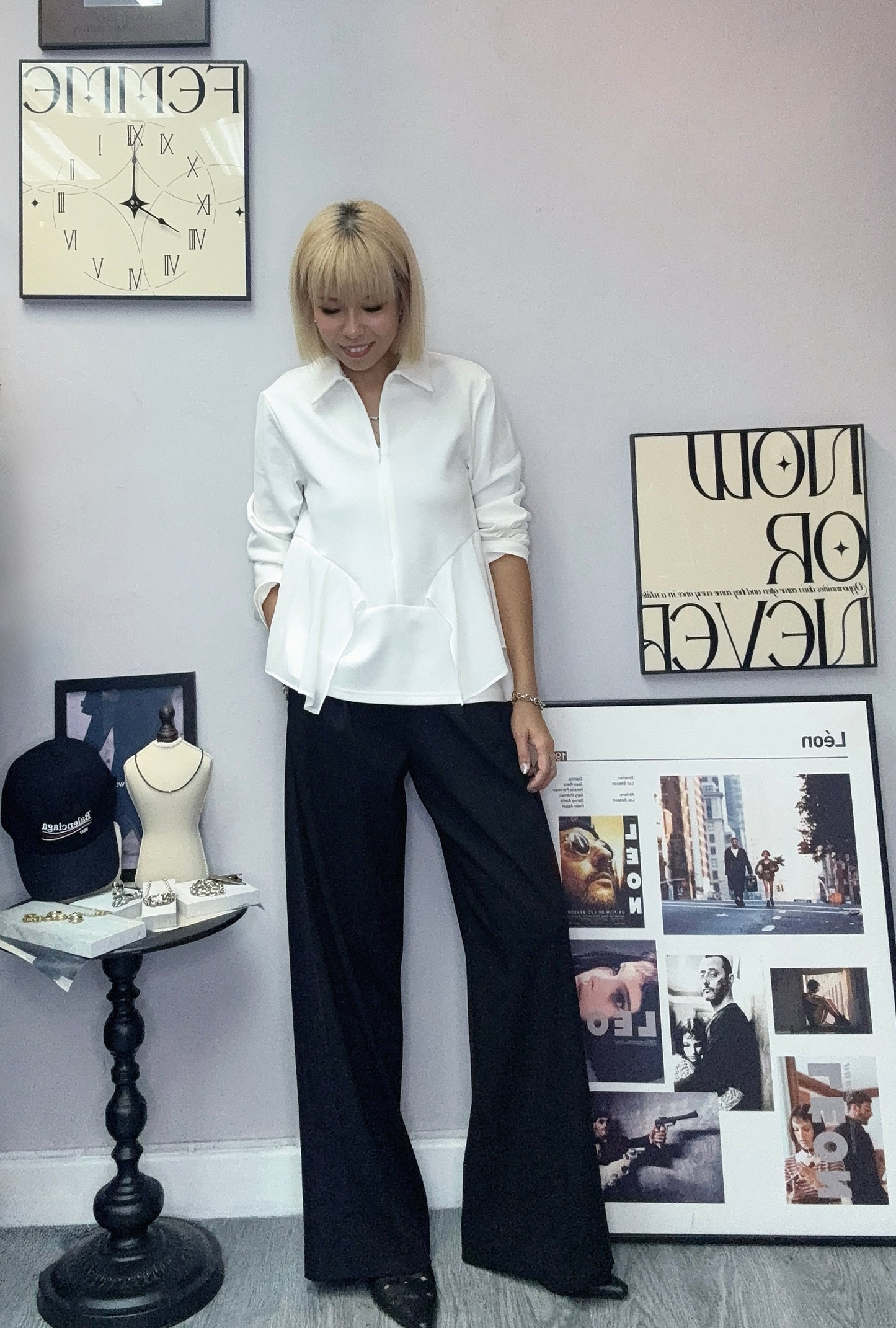 Two tone long sleeves top