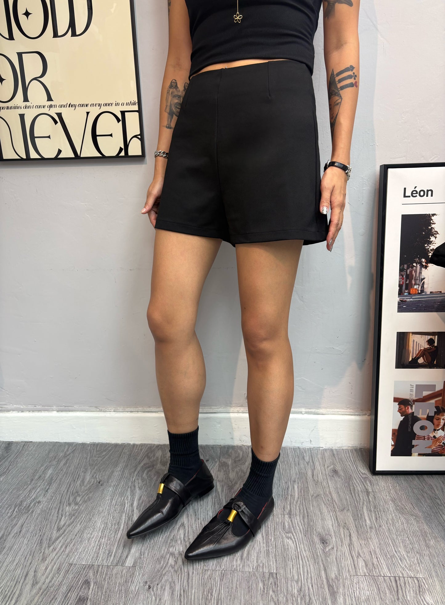 Plain high waist shorts #00829