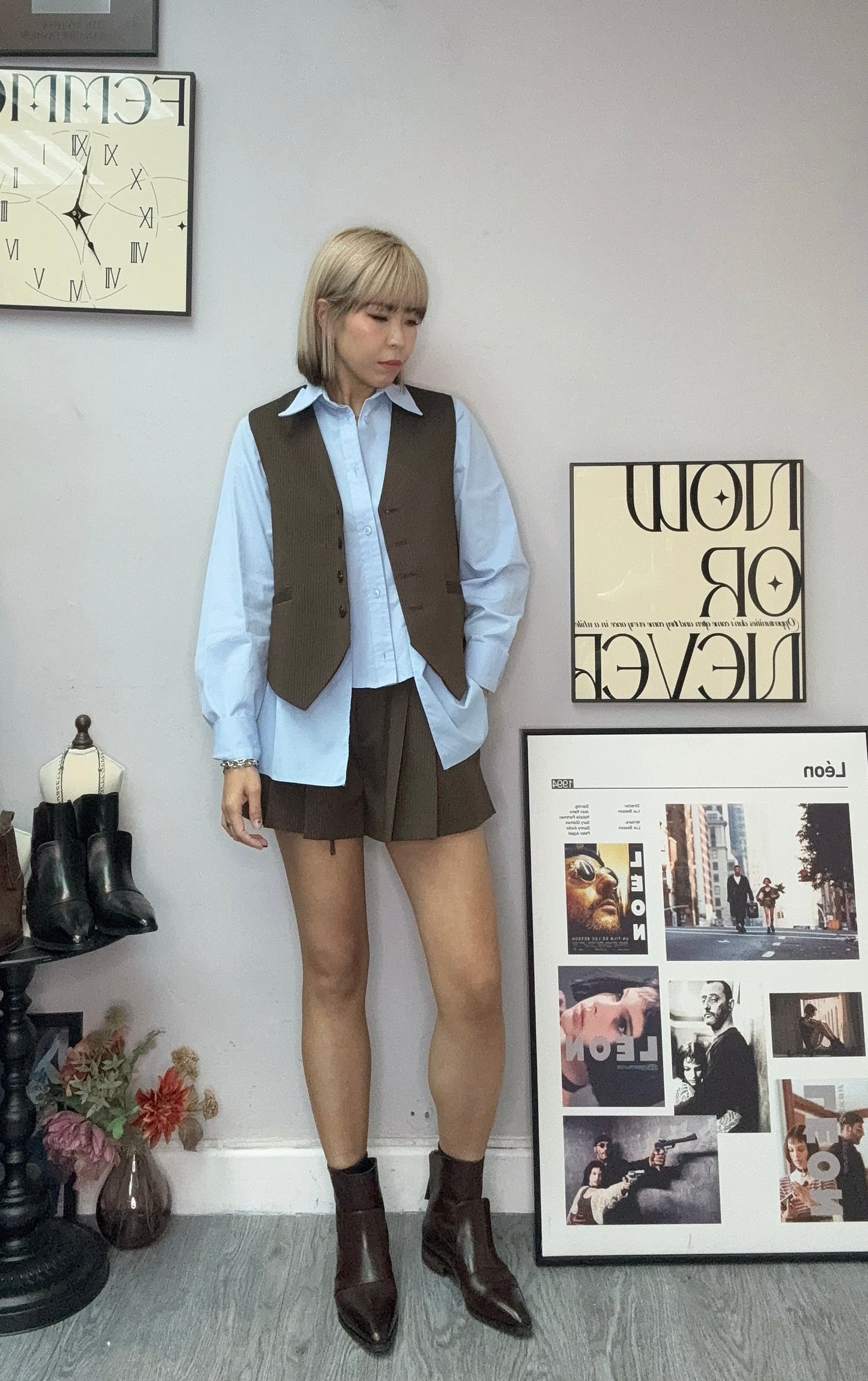 Stripe  X shirt vest blazer