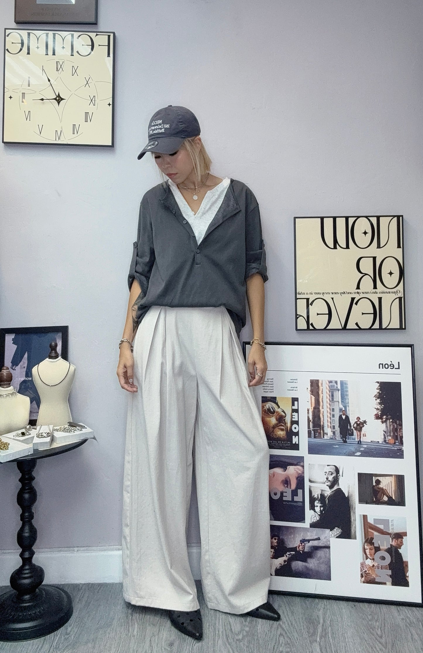 Fake two pieces long sleeves cotton tee