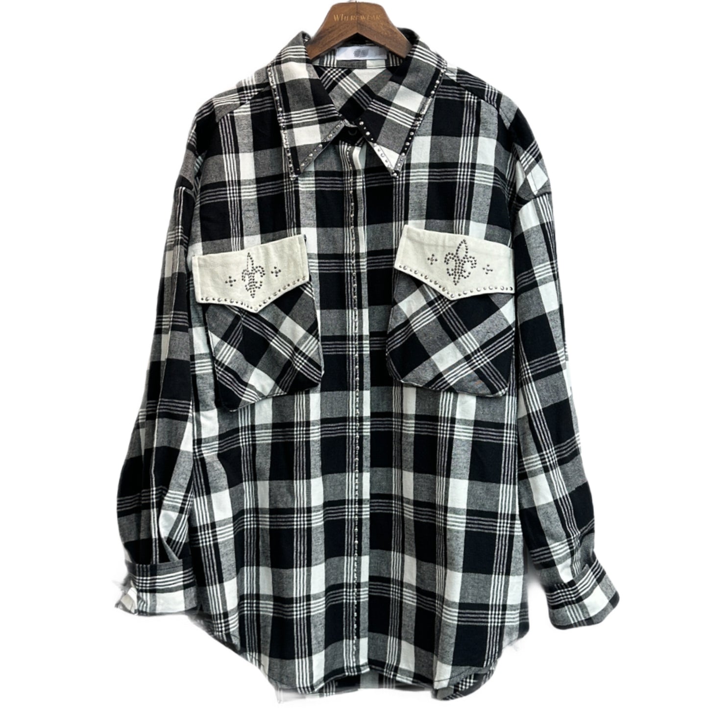 Bean collar big grid shirt