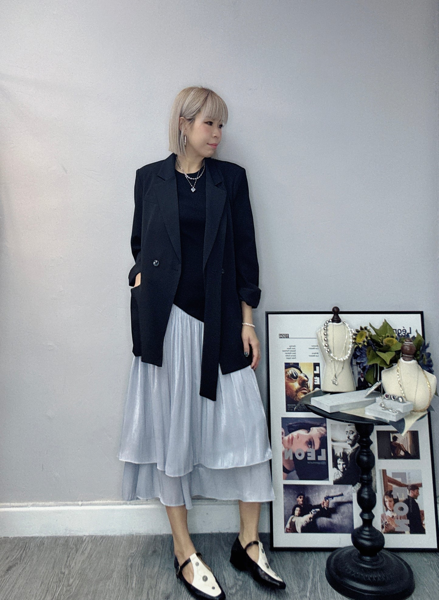 Knitted dress with silk