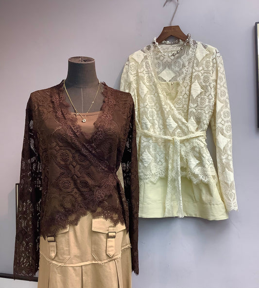 (-20% Off)V Neck lace Blouse