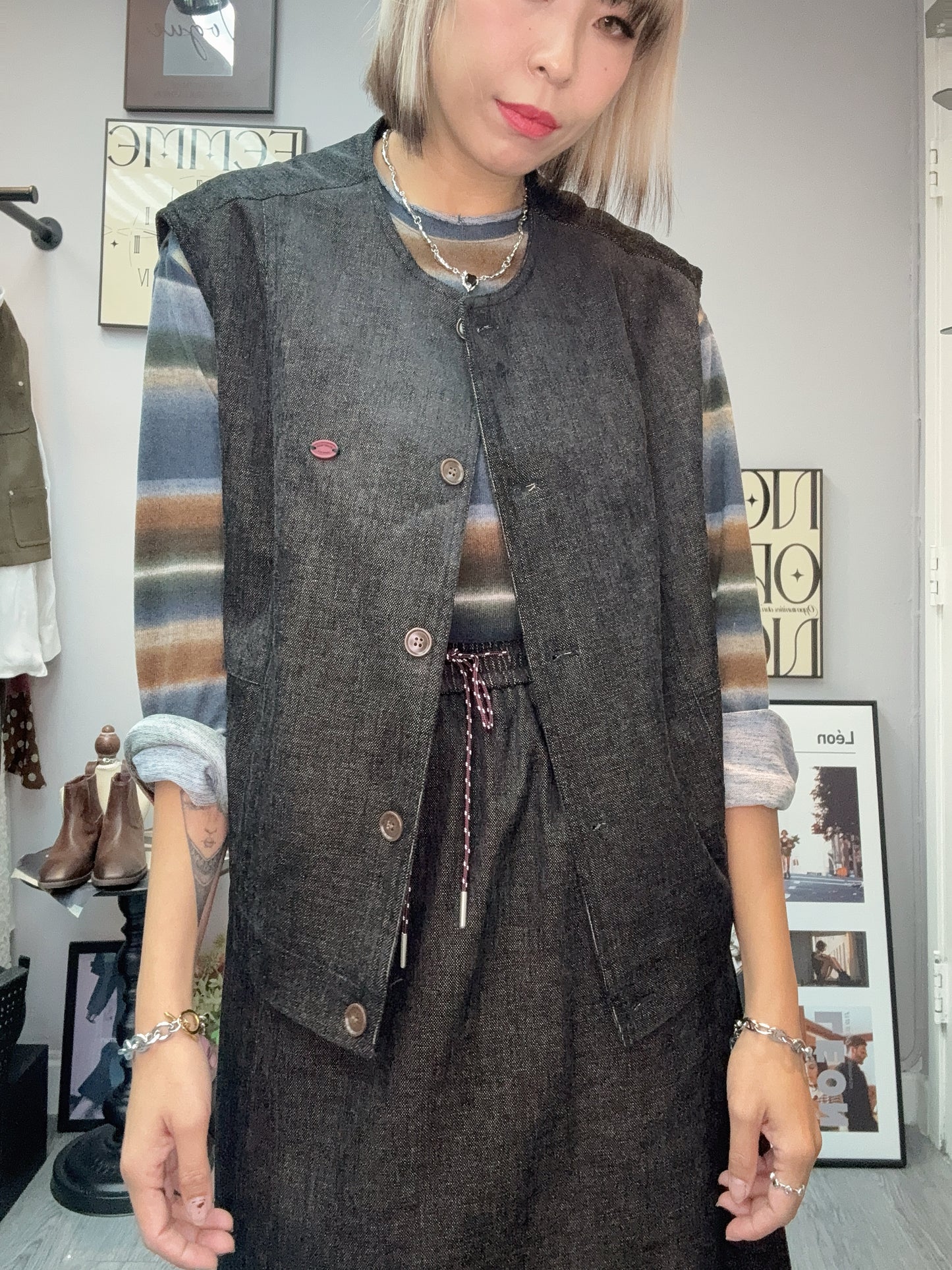 Washing denim cotton skirt set