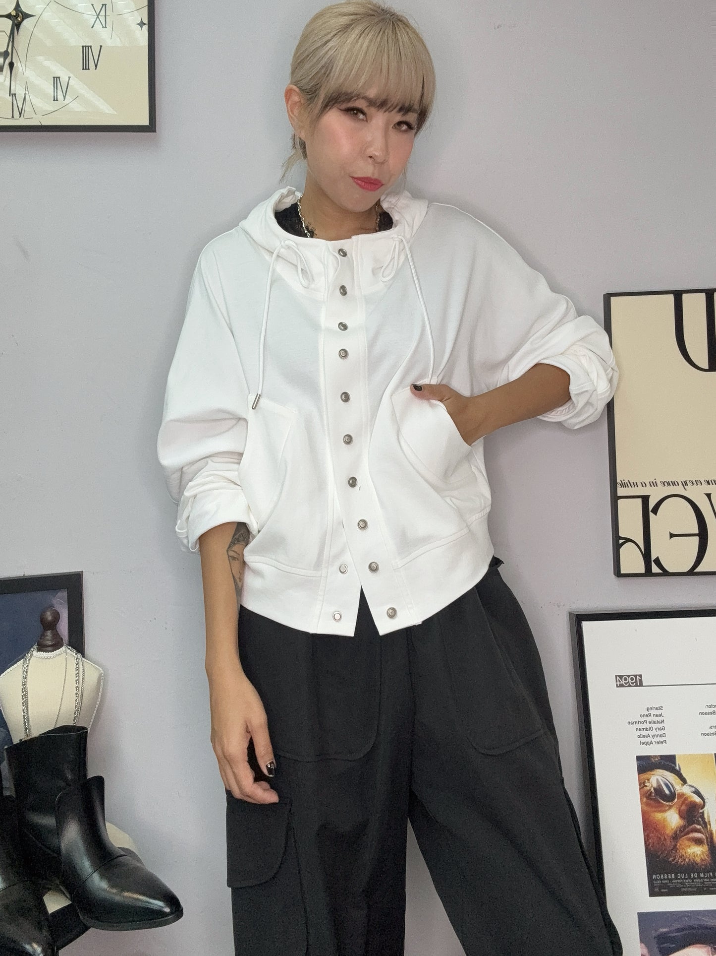 With hat cotton jacket