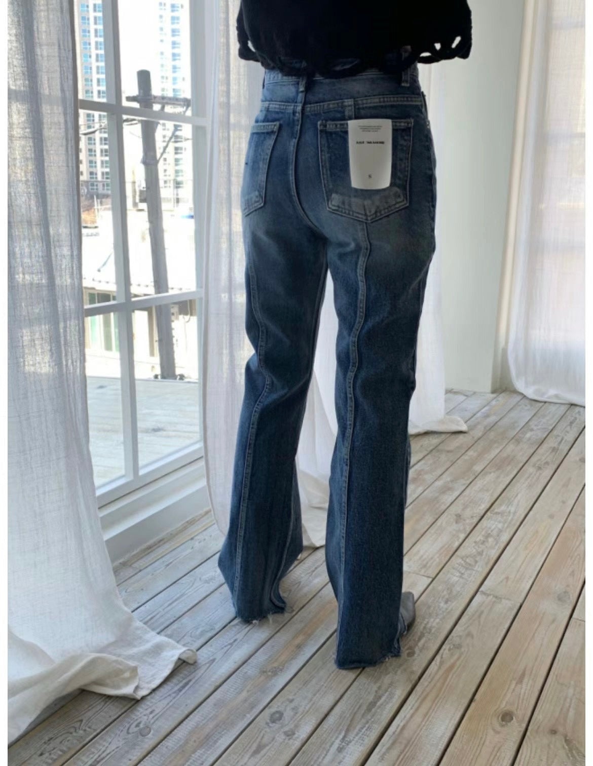 (-40%)Midi waisted slim jeans